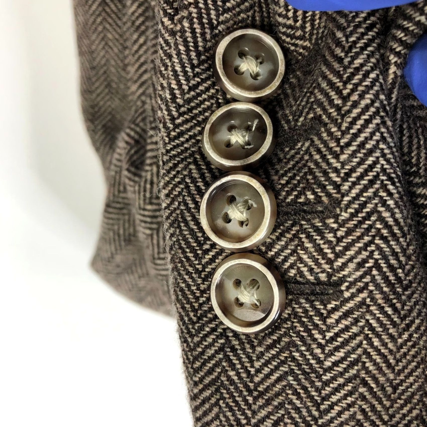 Tasso Elba Tasso Elba Sport Coat Jacket Brown Herringbone Wool-Blend Notch Lapel 2-Button 4-Button Sleeve Double-Vented Regular L Mens Size US L / EU 52-54 / 3 - 4 Thumbnail