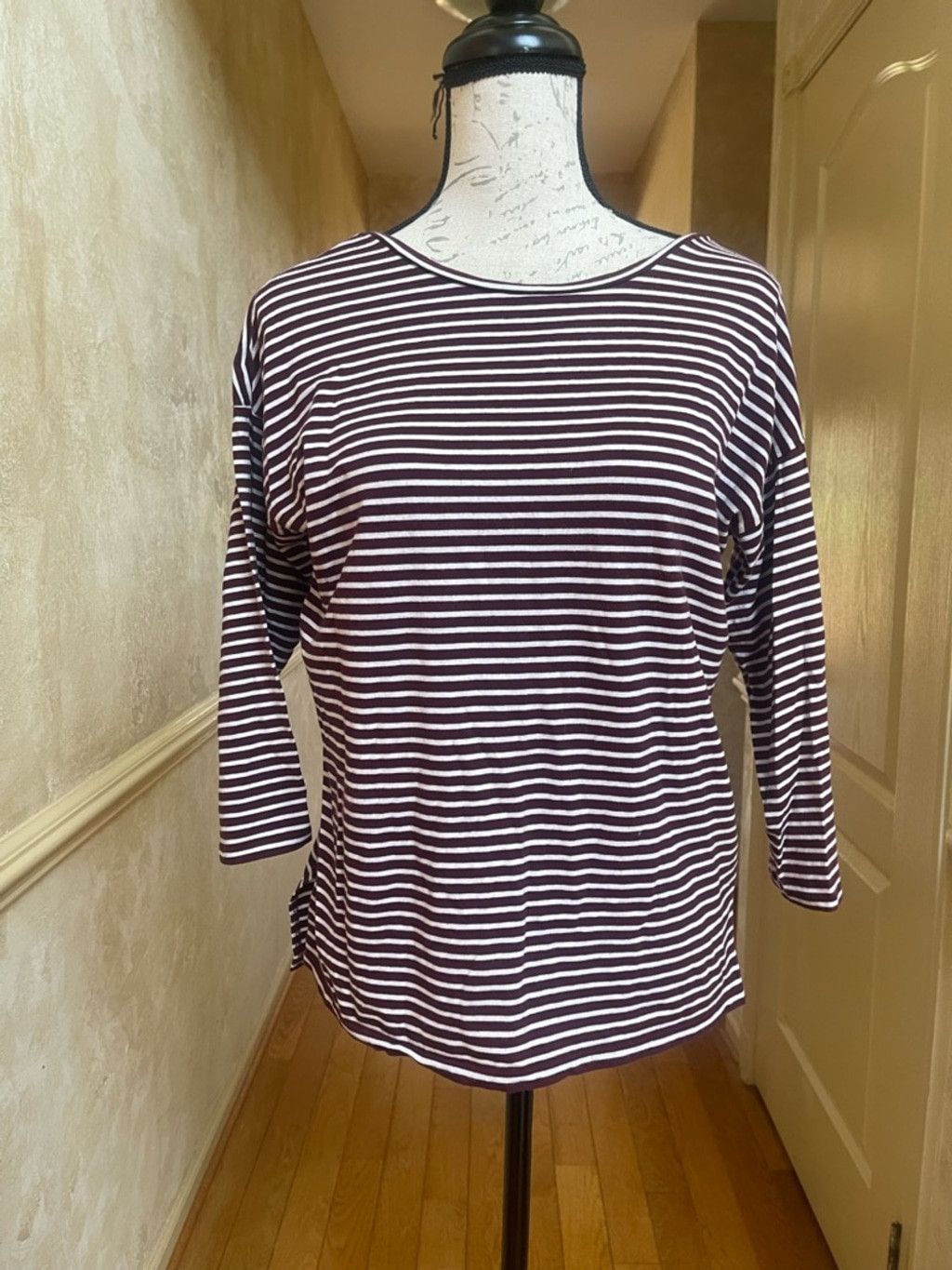 Loft LOFT Ann Taylor Striped Boatneck Top Cotton Blend Sz M Size M / US 6-8 / IT 42-44 - 3 Thumbnail