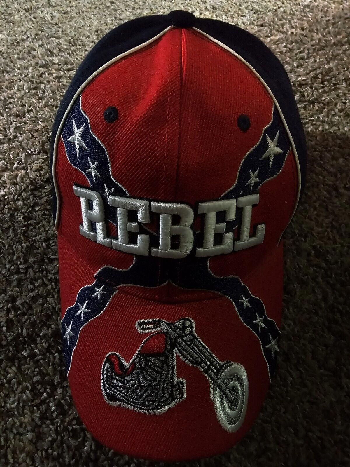 Designer Rebel Motorcycle Baseball Hat Adjustable Strap Embroidered Size ONE SIZE - 2 Thumbnail
