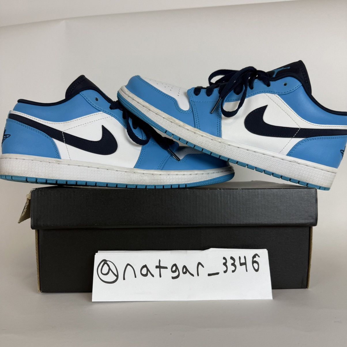 Jordan Brand × Nike Size 10.5-Jordan 1 Low UNC 2021 University Blue/ White. Size US 10.5 / EU 43-44 - 1 Thumbnail