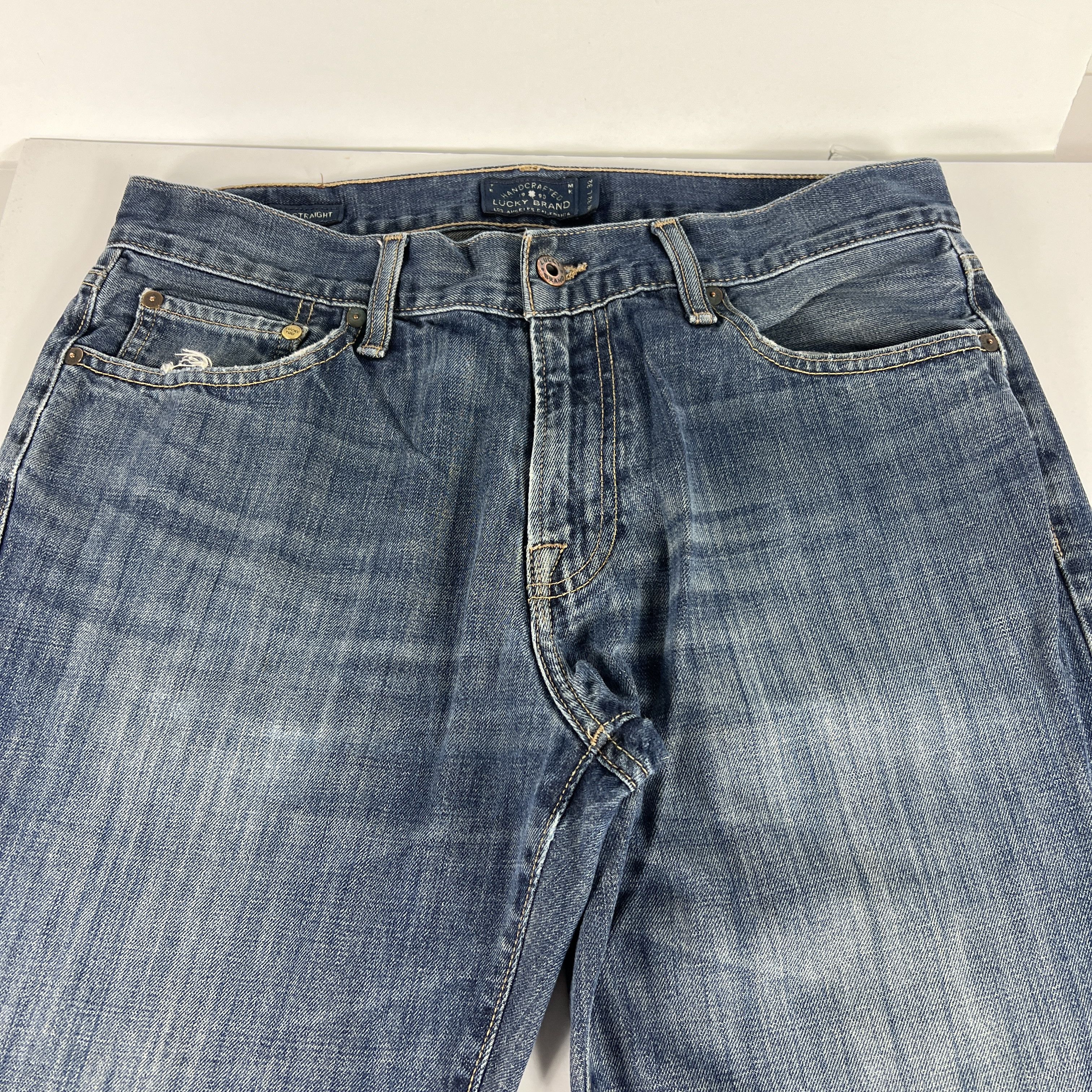 Lucky Brand Lucky Brand Jeans 221 Straight Blue Faded Distressed Denim Size US 33 - 4 Thumbnail
