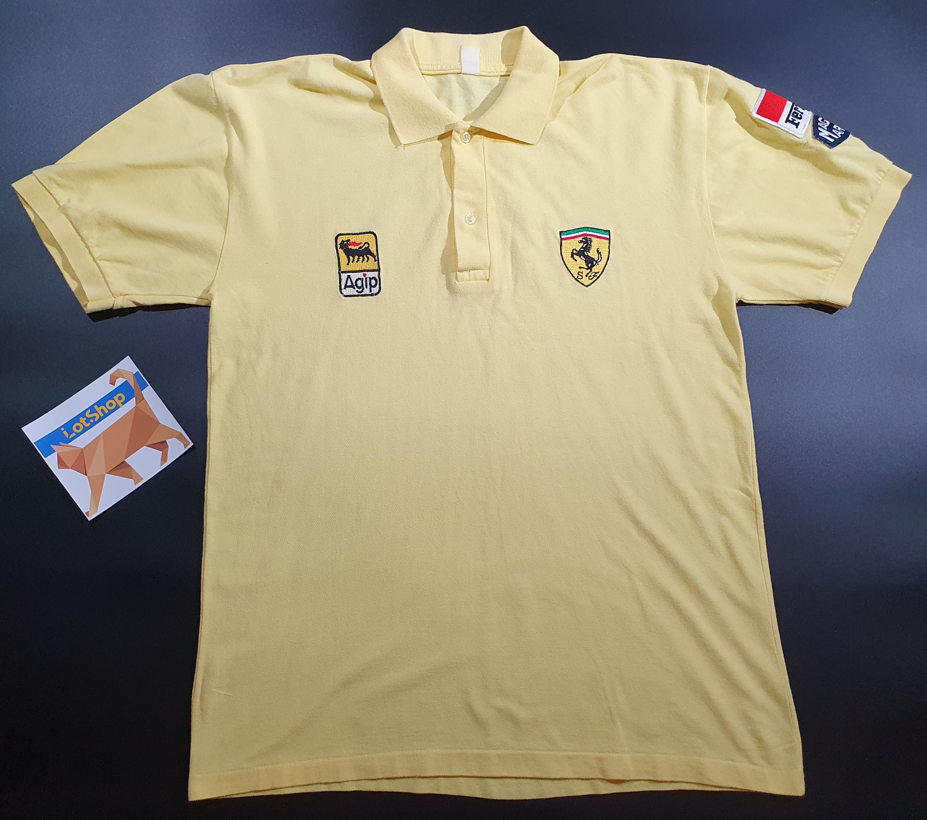 Vintage Vintage Ferrari Formula One 1 Agip F1 80s Yellow Polo Shirt ...