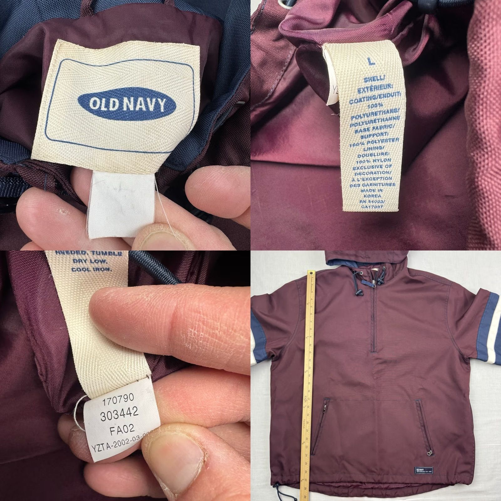 Old Navy VINTAGE Old Navy Athletic Windbreaker Jacket Adult Large Hood Pockets Y2K 2002 Blue Mens Size US L / EU 52-54 / 3 - 8 Thumbnail