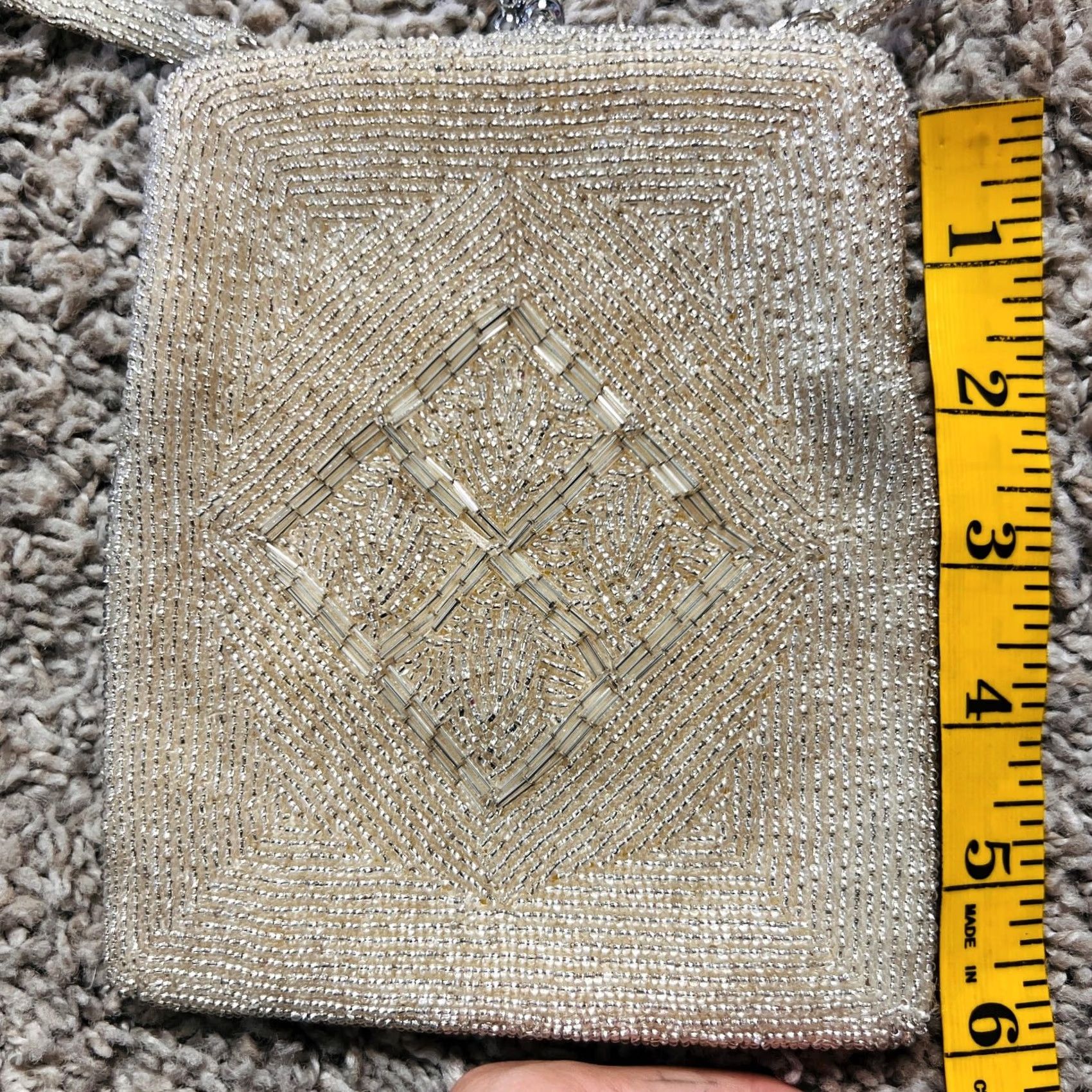 Vintage VINTAGE Cream Small Beaded Shoulder Handbag Wristlet Women OS 90s Retro Boho Size ONE SIZE - 3 Thumbnail