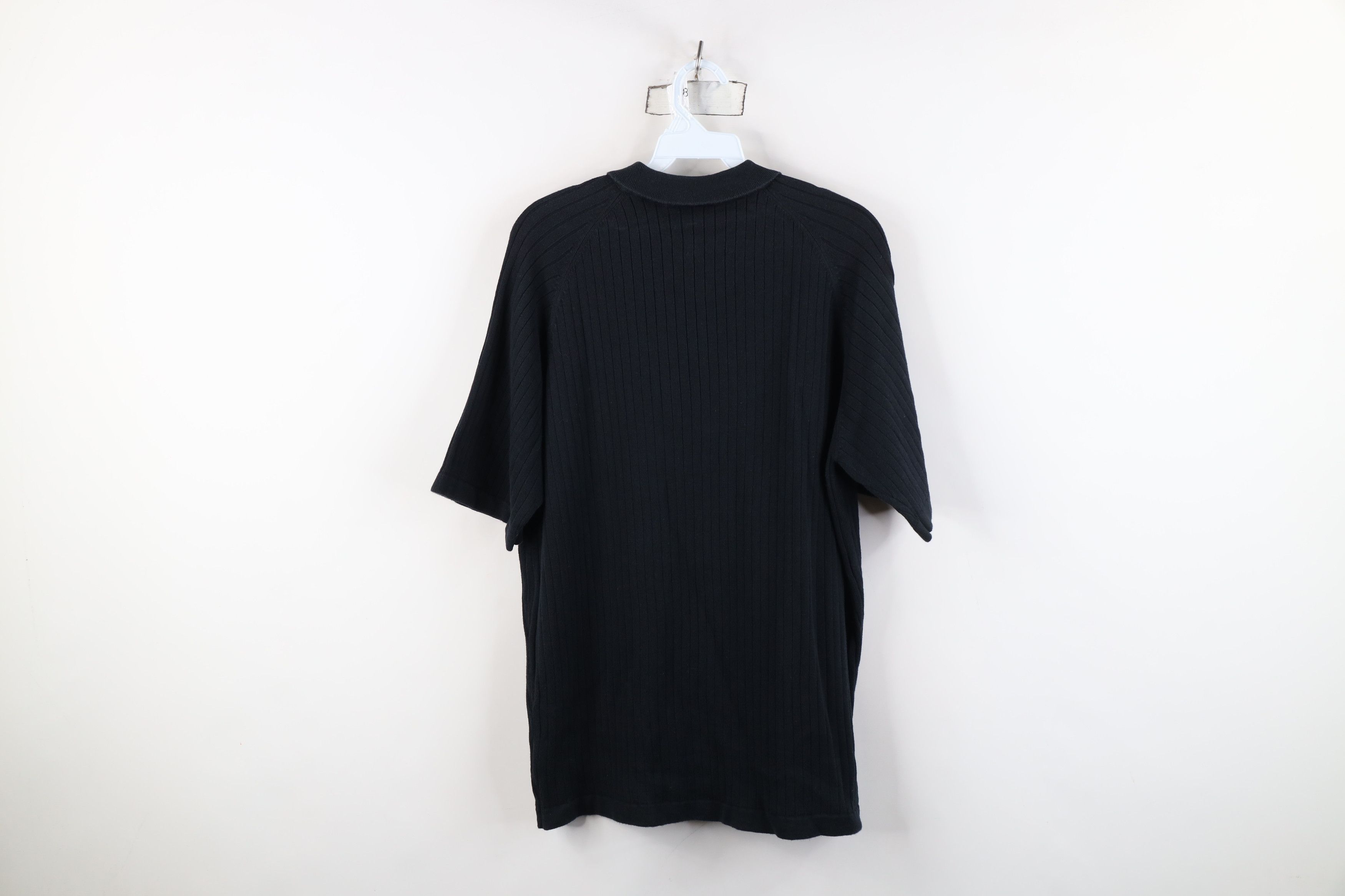Vintage Vintage 90s Y2K Streetwear Ribbed Knit Collared Polo Black Size US M / EU 48-50 / 2 - 9 Thumbnail