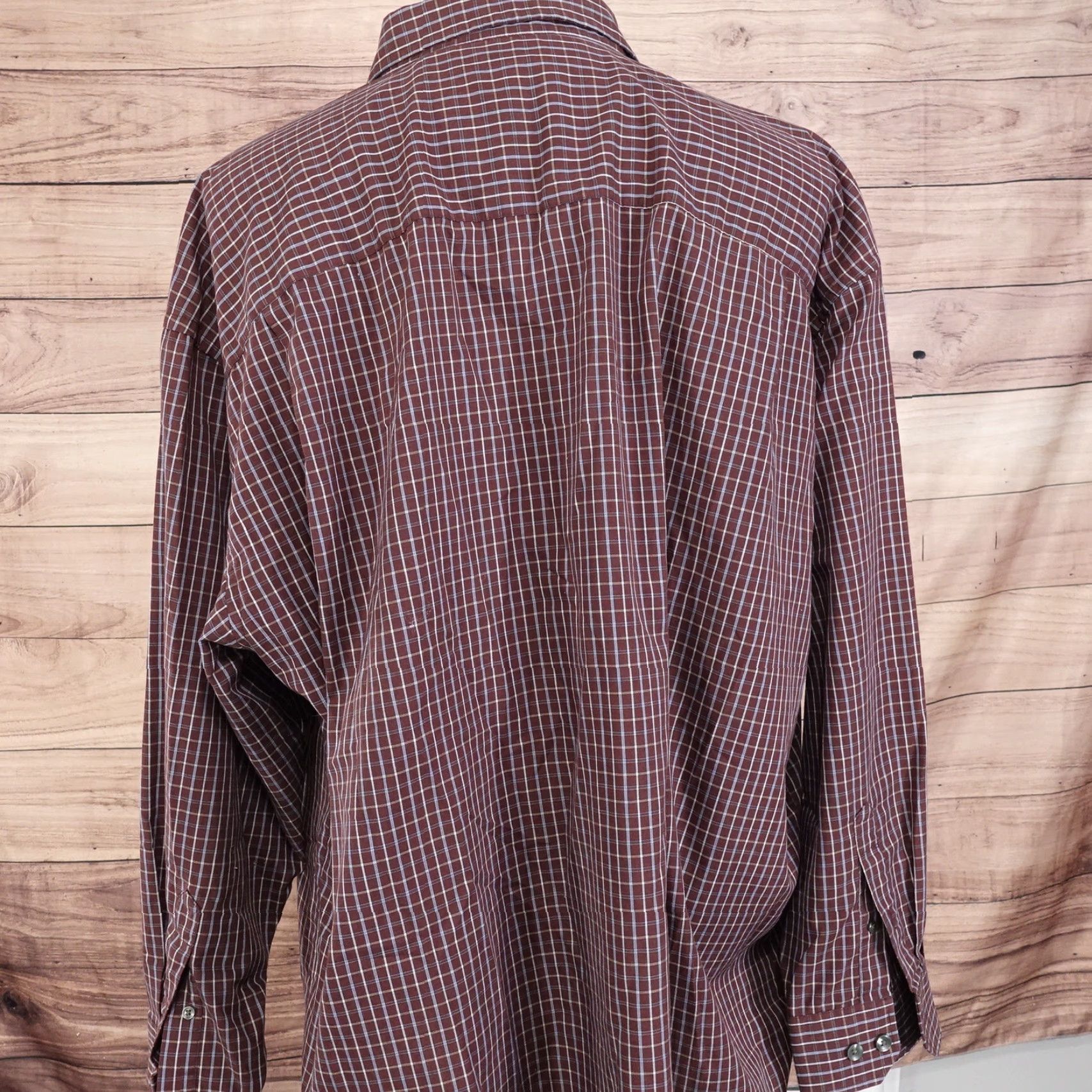 Van Heusen Van Heusen Shirt Burgundy Check Button-Up 2XL Long Sleeve Wrinkle Free Stain Shield Mens Size US XXL / EU 58 / 5 - 4 Thumbnail
