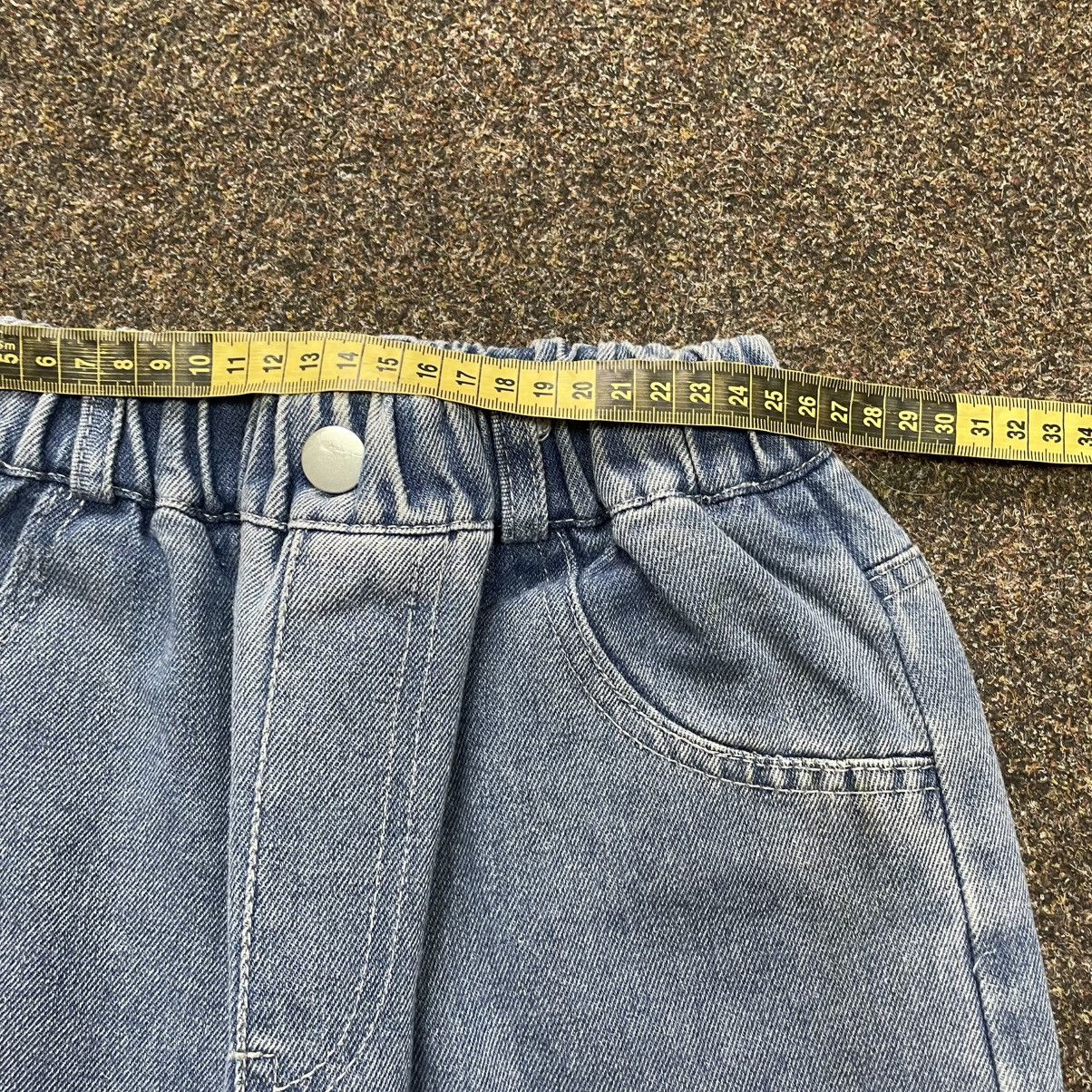 Vintage Y2K Baggy Wide Leg Distressed Jeans Heart Print Skate Swag Size 30" / US 8 / IT 44 - 6 Thumbnail
