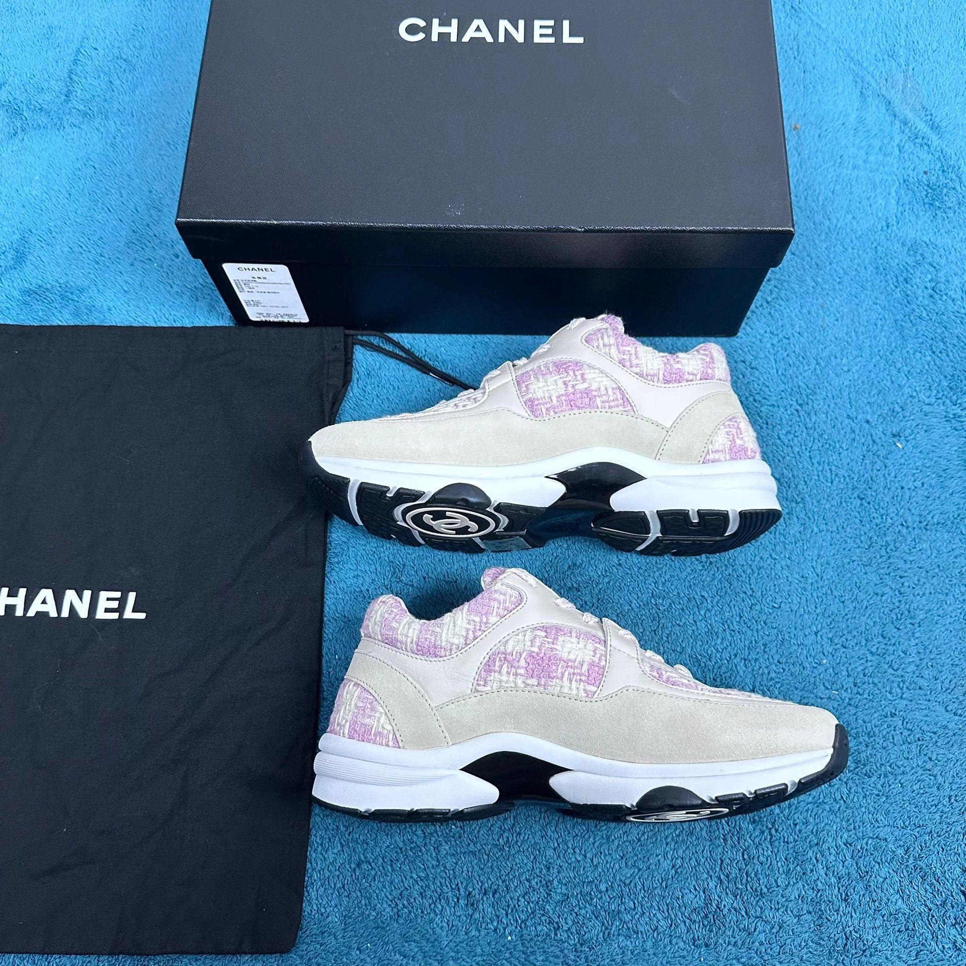 Chanel Chanel tweed low-top sneakers blush beige size 36 Size US 5 / IT 35 - 3 Thumbnail
