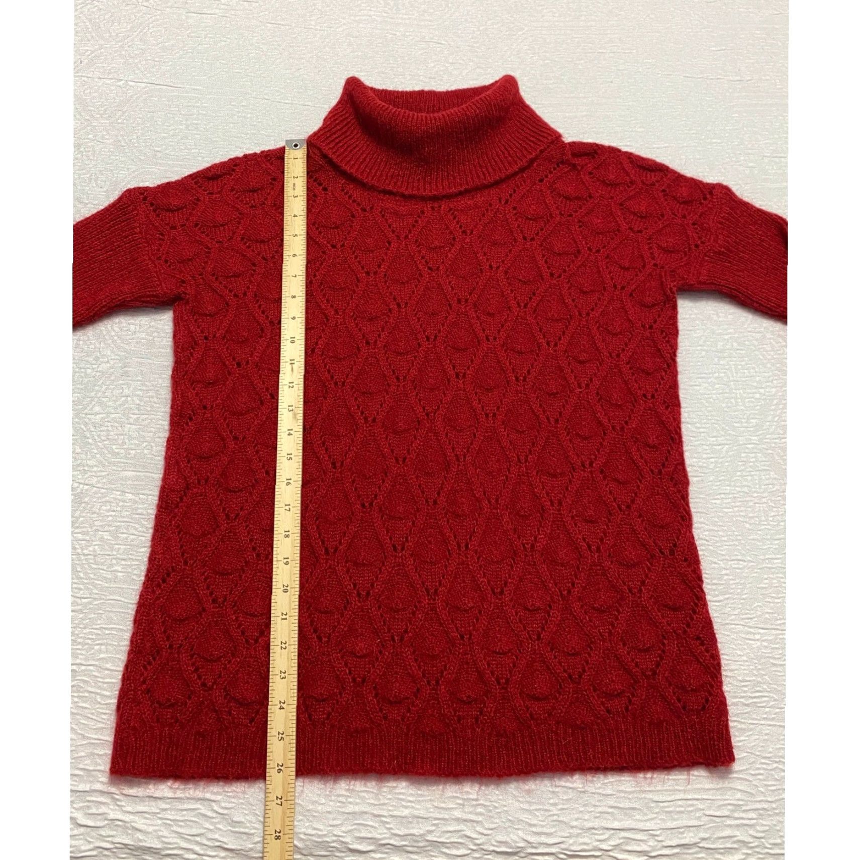 Vintage Elsamanda Red Italy Mohair Blend Knit Turtleneck Sweater Small Size S / US 4 / IT 40 - 6 Thumbnail