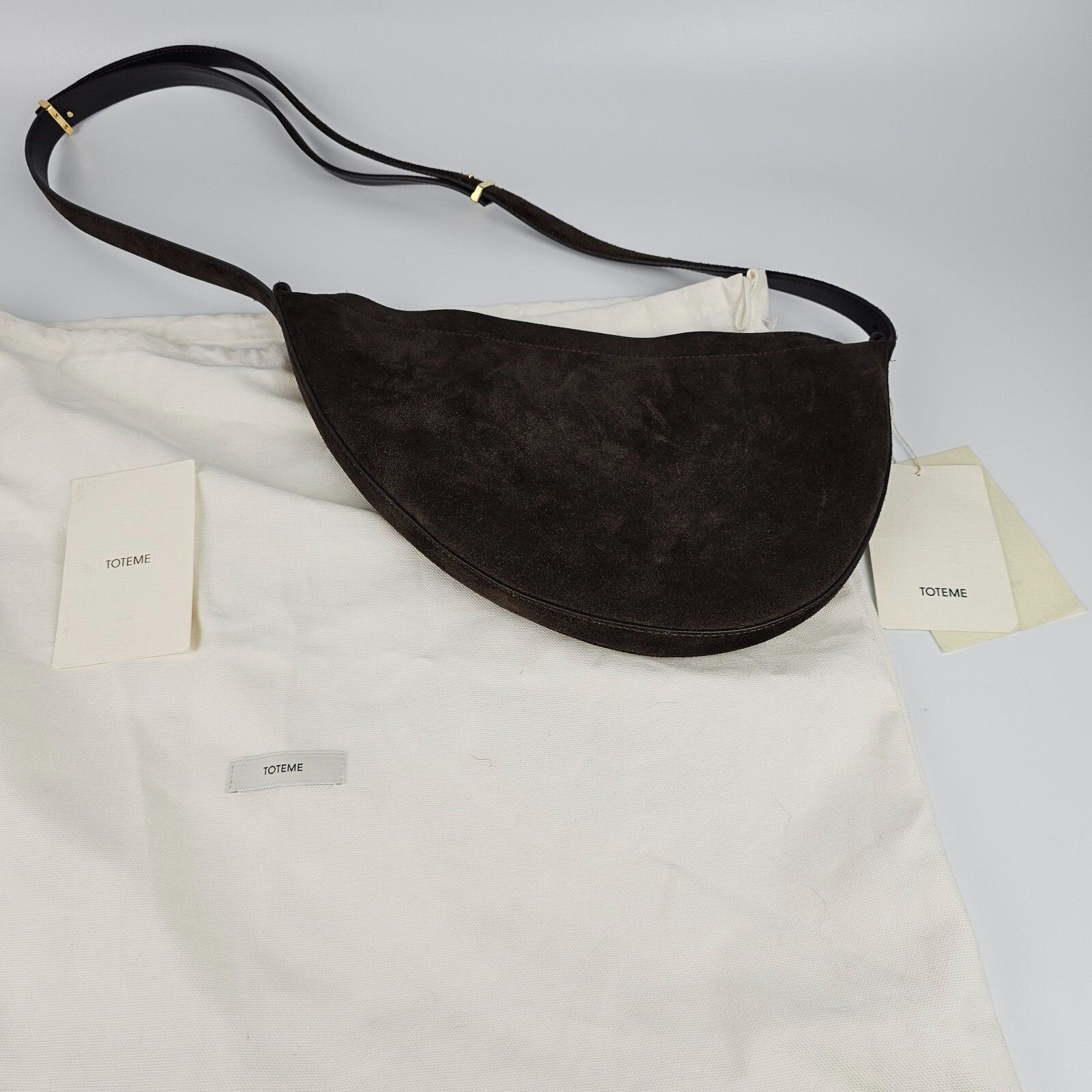 Toteme TOTEME Scooped Sling $890 Pepper Suede Shoulder Bag Size ONE SIZE - 3 Thumbnail