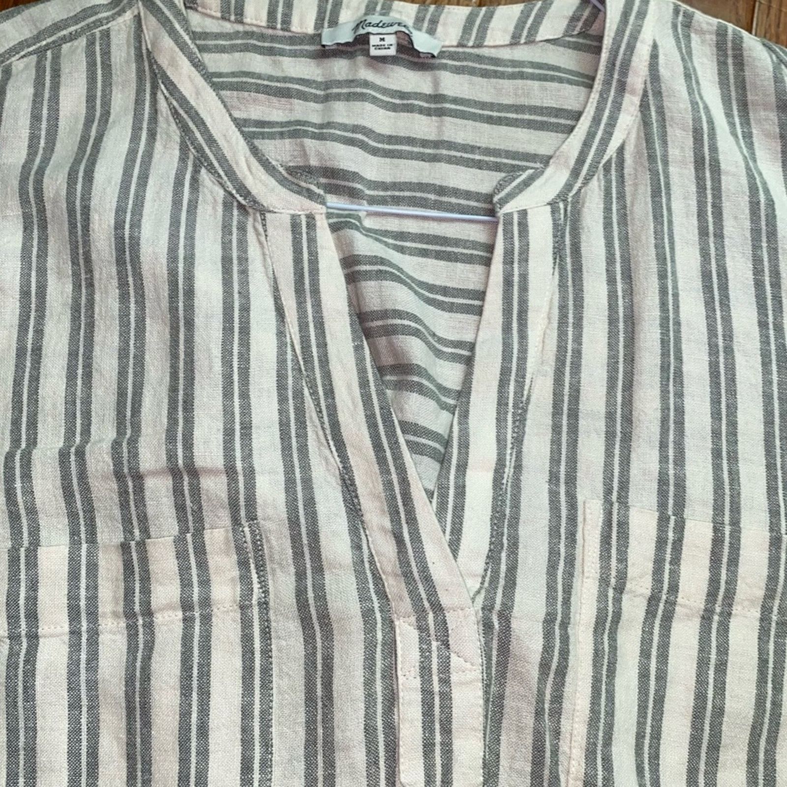 Madewell Madewell $82 Linen-Blend Lakeline Shirt Gray Stripe Womens M Size M / US 6-8 / IT 42-44 - 6 Thumbnail
