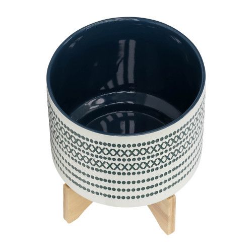 Designer × Homemade CERAMIC 10" PLANTER ON STANDW/ DOTS, BLUE Size US L / EU 52-54 / 3 - 5 Thumbnail