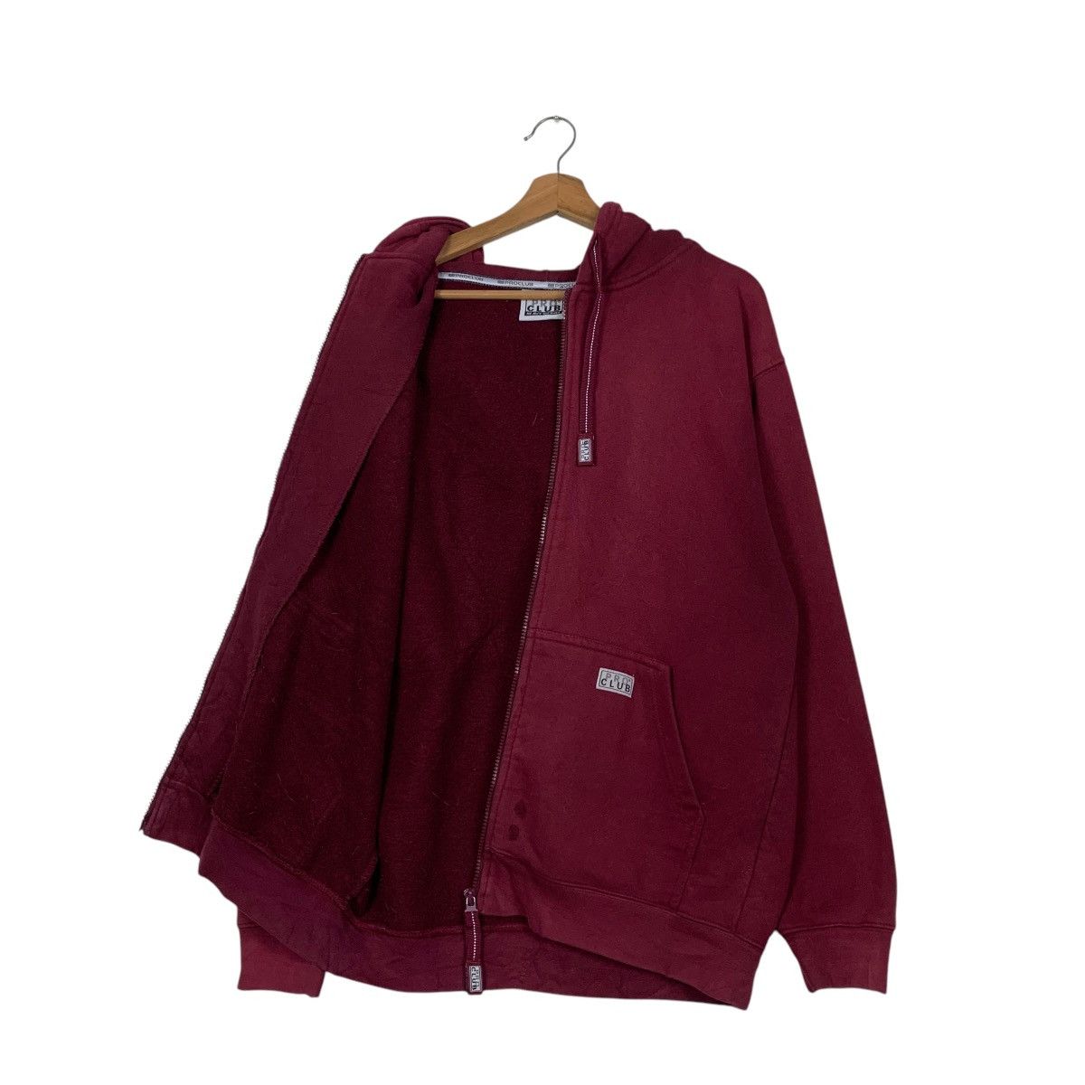 Vintage PRO CLUB Maroon Zipper Hoodie Sweatshirt #2427-C109 Size US M / EU 48-50 / 2 - 10 Thumbnail