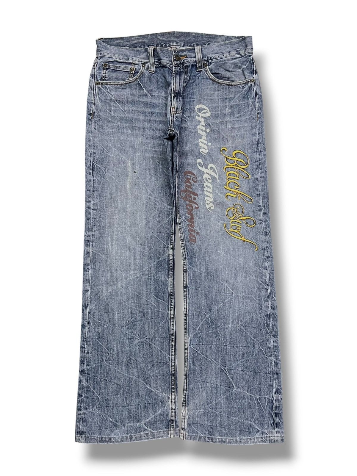Japanese Brand Bootcut Vintage Oririn Jeans - Faded Thunder Wash,Distressed Size US 32 / EU 48 - 2 Thumbnail