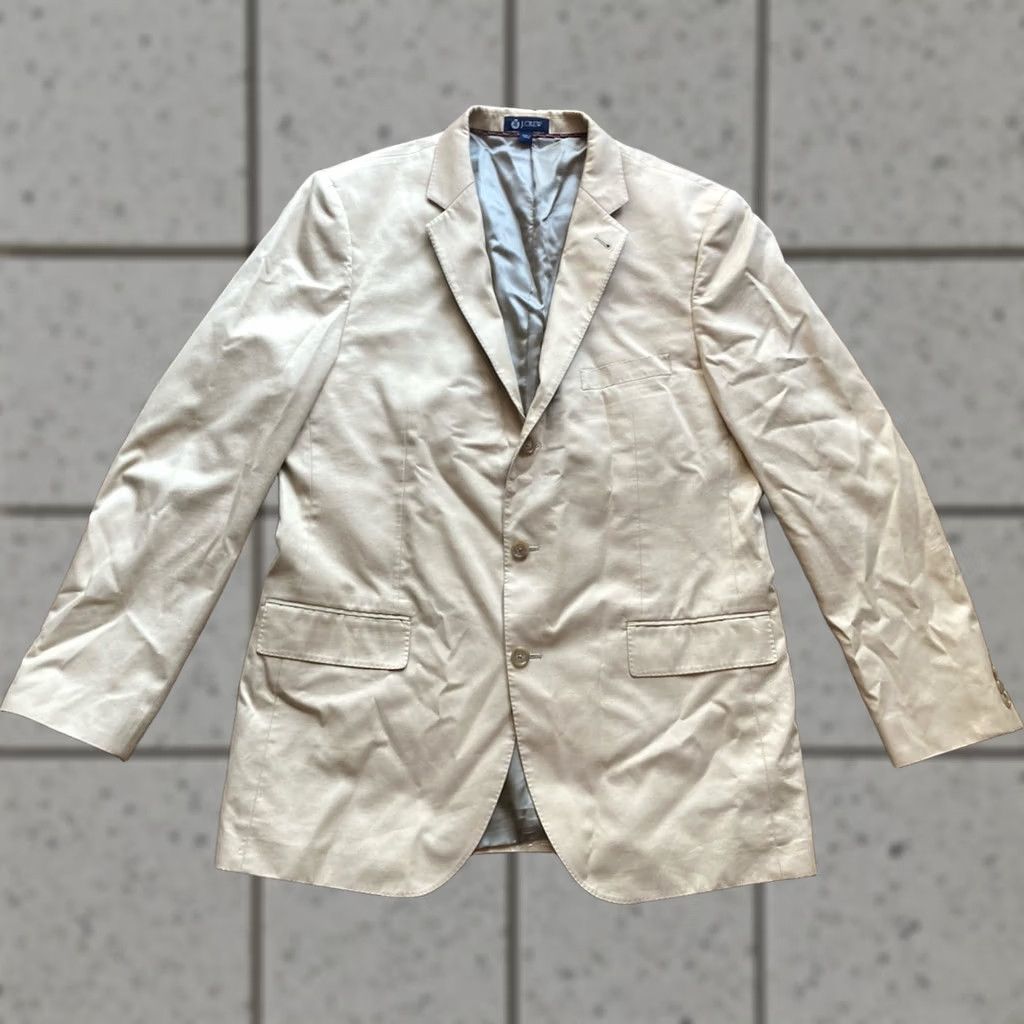 J.Crew J. Crew Blazer Mens 44L Tan 3 Button Notch Lapel Single-Breasted Cotton Beige 2 Piece Classic Jacket Coat Long Size 44R - 1 Thumbnail