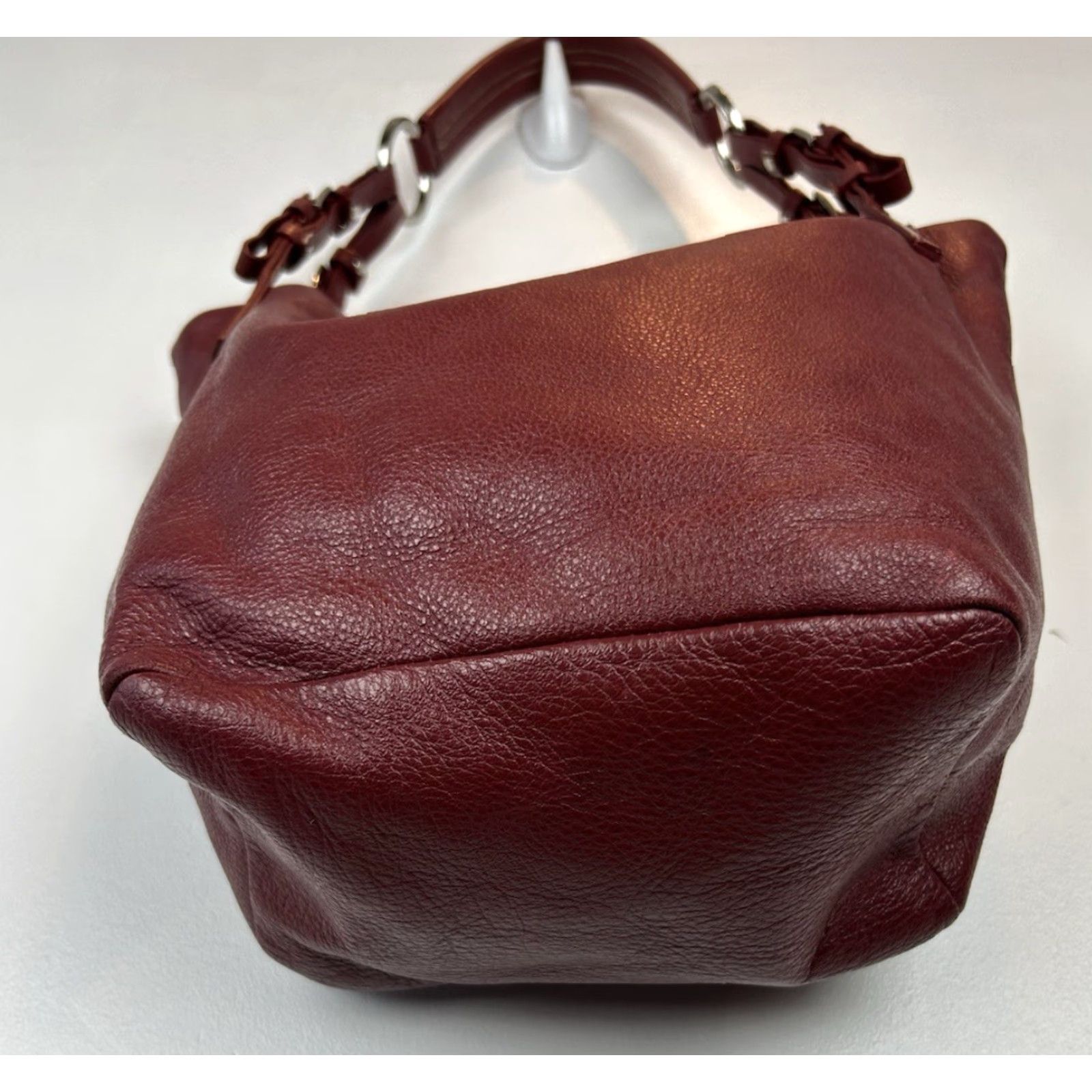 Vintage VINTAGE Wilsons Leather Hobo Bag Bucket Handbag Pebbled Red Y2K Purse Size ONE SIZE - 3 Thumbnail