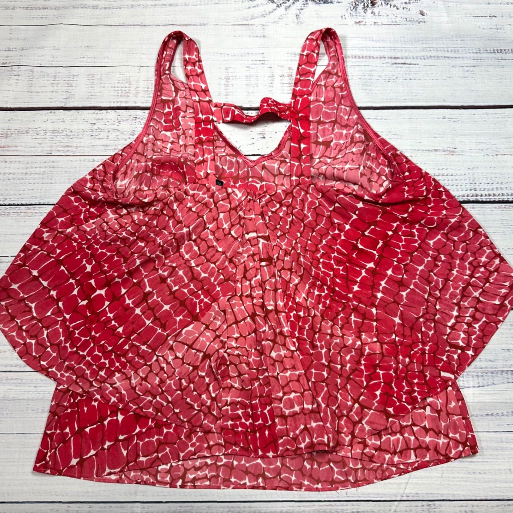 White House Black Market White House Black Market Tank Womens Size S Red Print Polyester Layered Tank Top Size S / US 4 / IT 40 - 3 Thumbnail