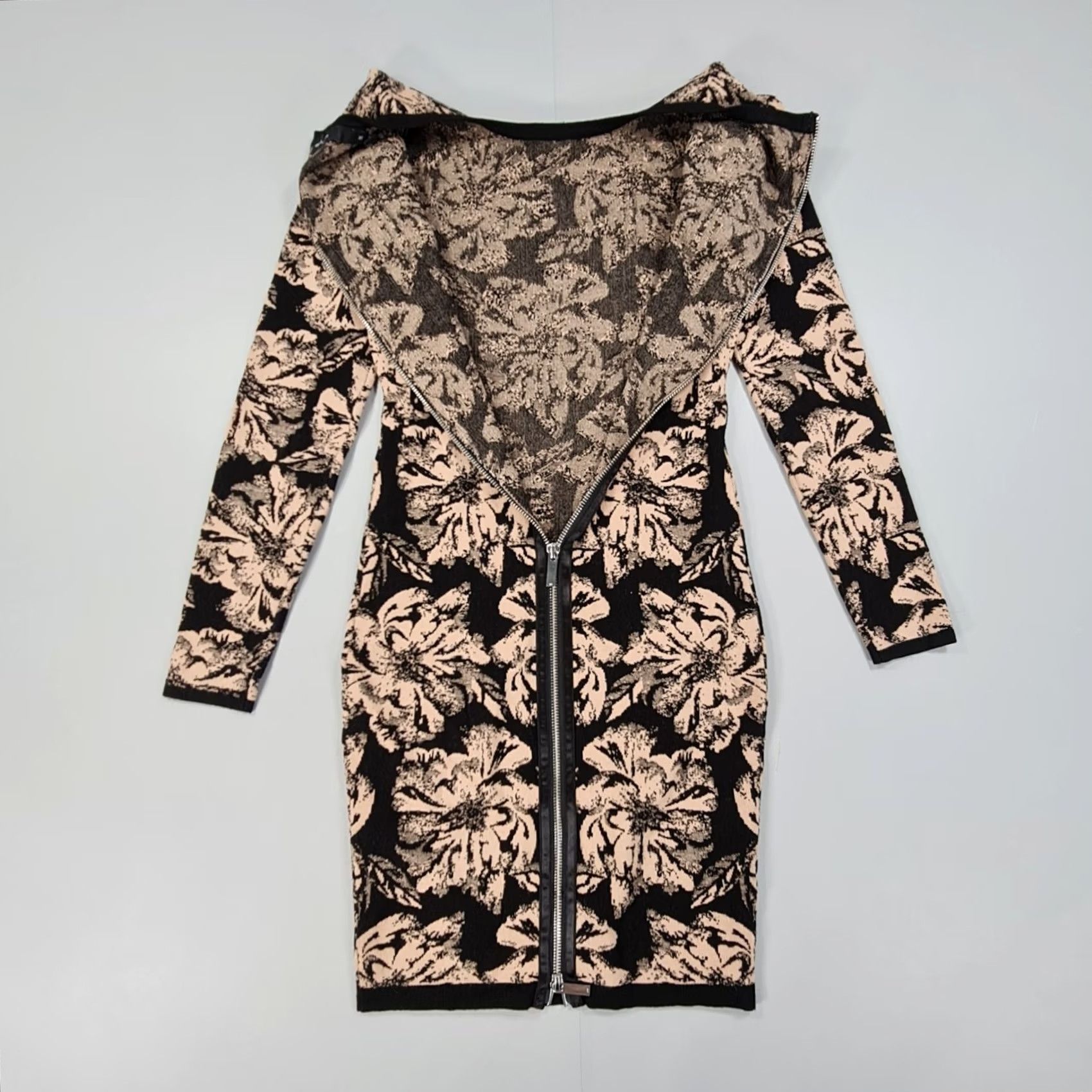Karen Millen Karen Millen Dress Brown XS Floral Bodycon Knit Short Sleeve Long Sleeve Crew Neck Pullover Size 26" / US 2 / IT 38 - 7 Thumbnail