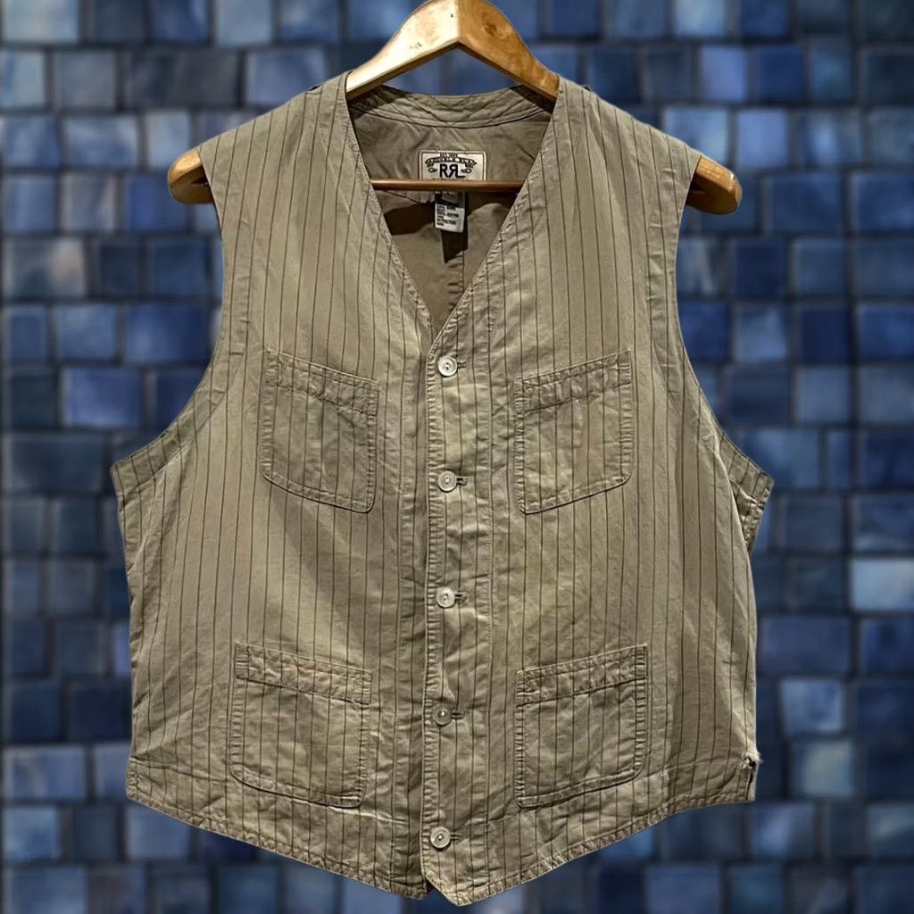 Ralph Lauren RRL Ralph Lauren Work Vest L Beige Cotton Linen Casual 1920 Mens Size US L / EU 52-54 / 3 - 1 Thumbnail