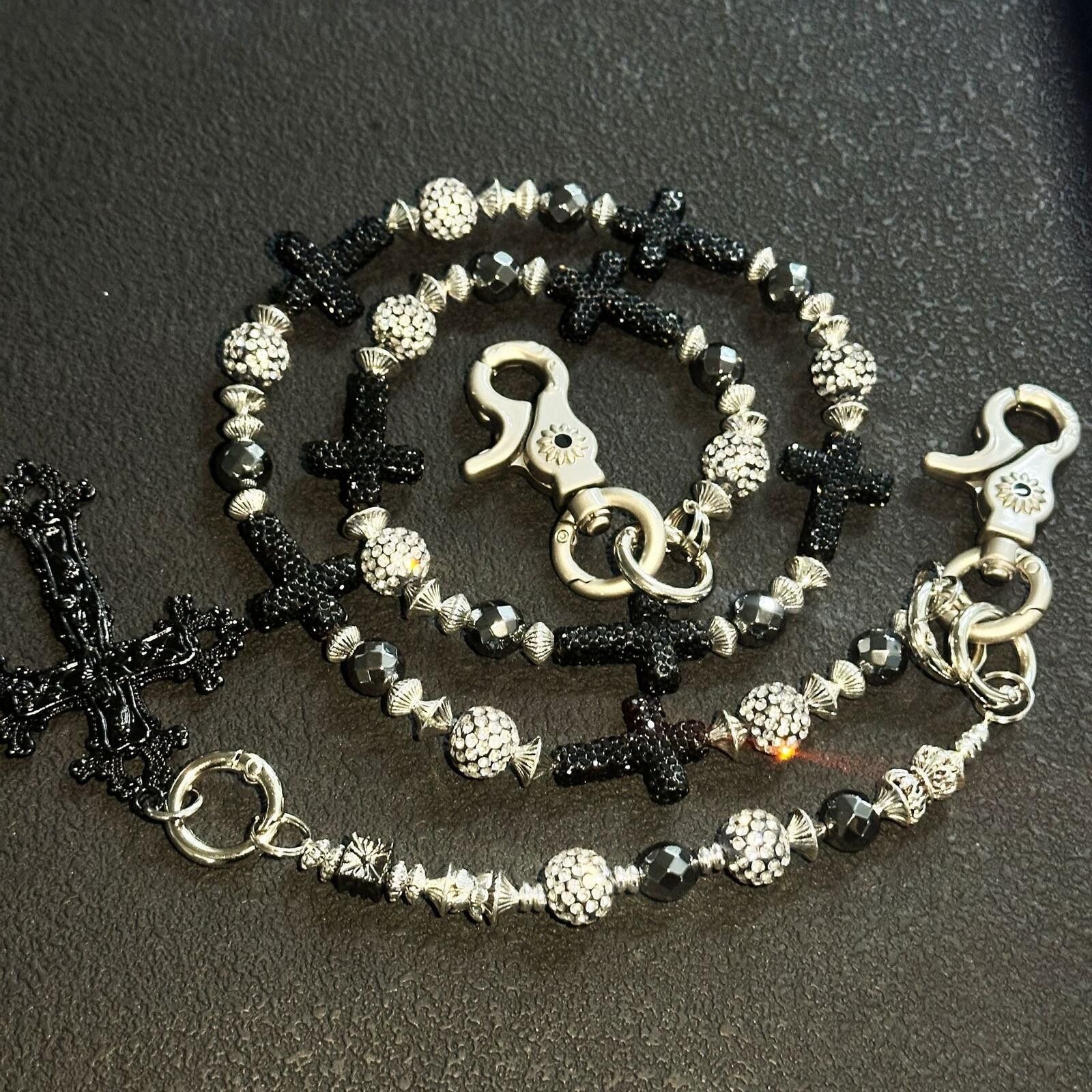 Jewelry Crystal Cross Bead Chain | Rhinestone Punk Street Size ONE SIZE - 4 Thumbnail