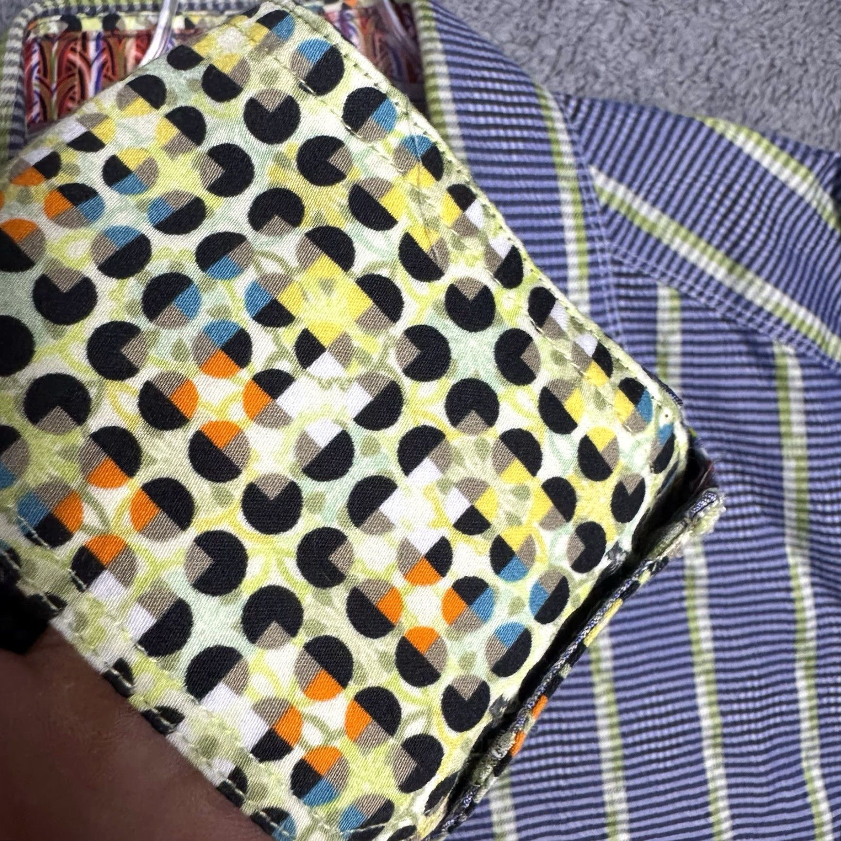 Robert Graham Robert Graham Shirt Mens 2XL Geometric Striped All Over Print Silk Button-Up Size US XXL / EU 58 / 5 - 2 Thumbnail