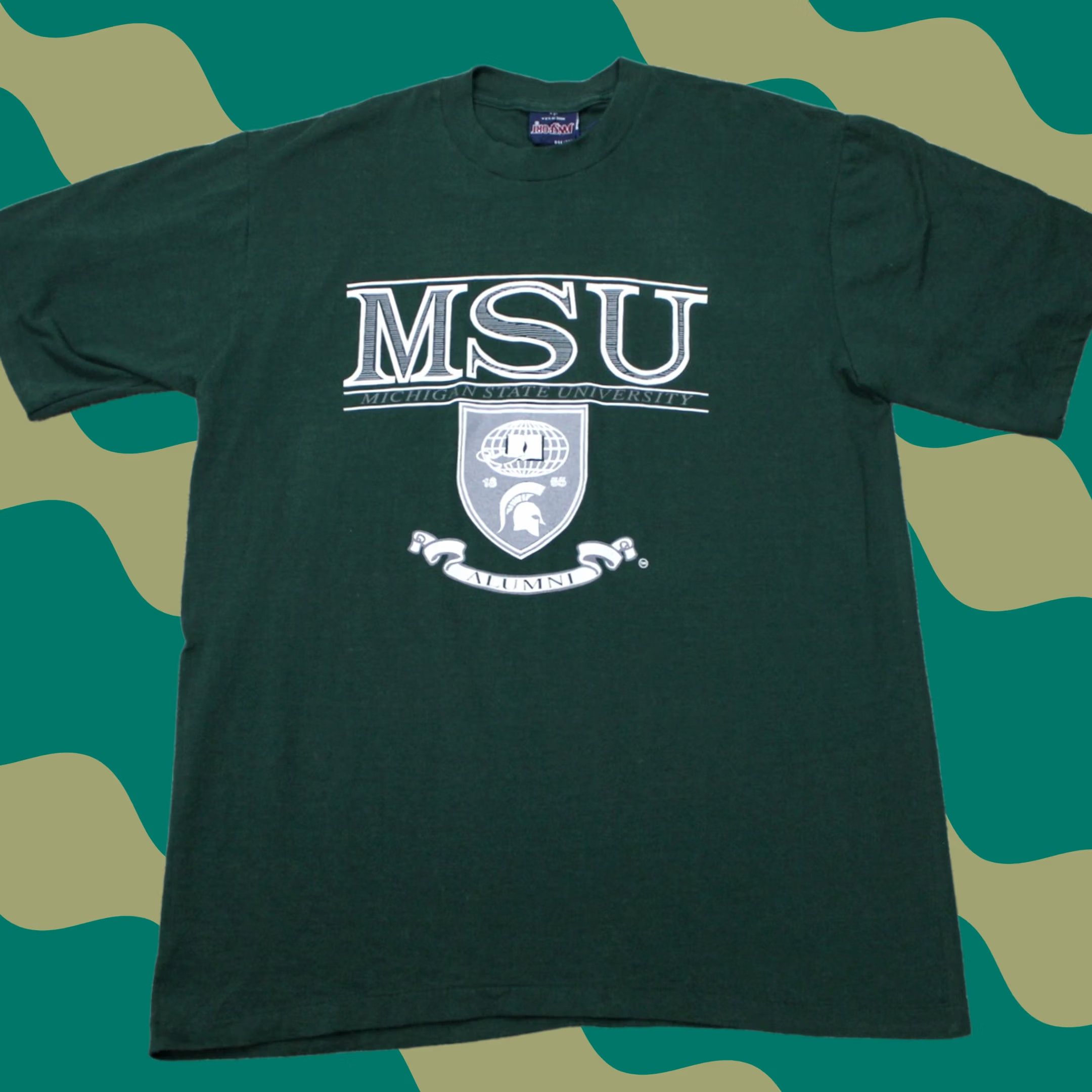 Jansport VINTAGE Jansport Michigan State Alumni Shirt Mens Large Green S/S Crew Neck 90s College Graphic Print Single Stitch Sportsman Mens Size US L / EU 52-54 / 3 - 1 Thumbnail