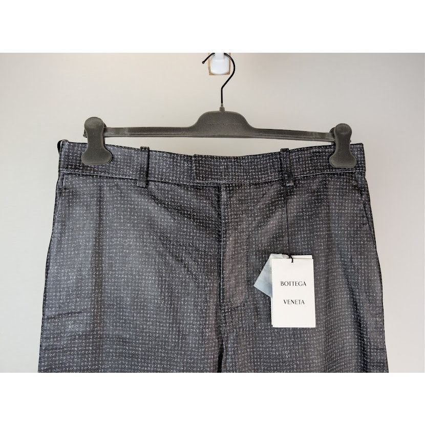 Bottega Veneta o1rshd1 Paddington Printed Leather Trousers Pant Black/ Grey Size US 34 / EU 50 - 3 Thumbnail