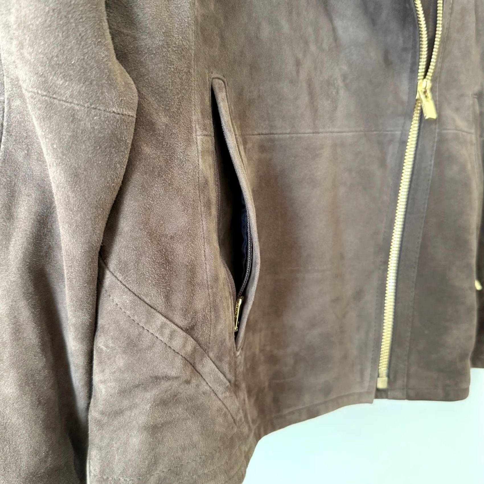 Athleta Athleta Leather Biker Jacket S Women Brown Asymmetrical Zip Suede-Effect Size S / US 4 / IT 40 - 5 Thumbnail