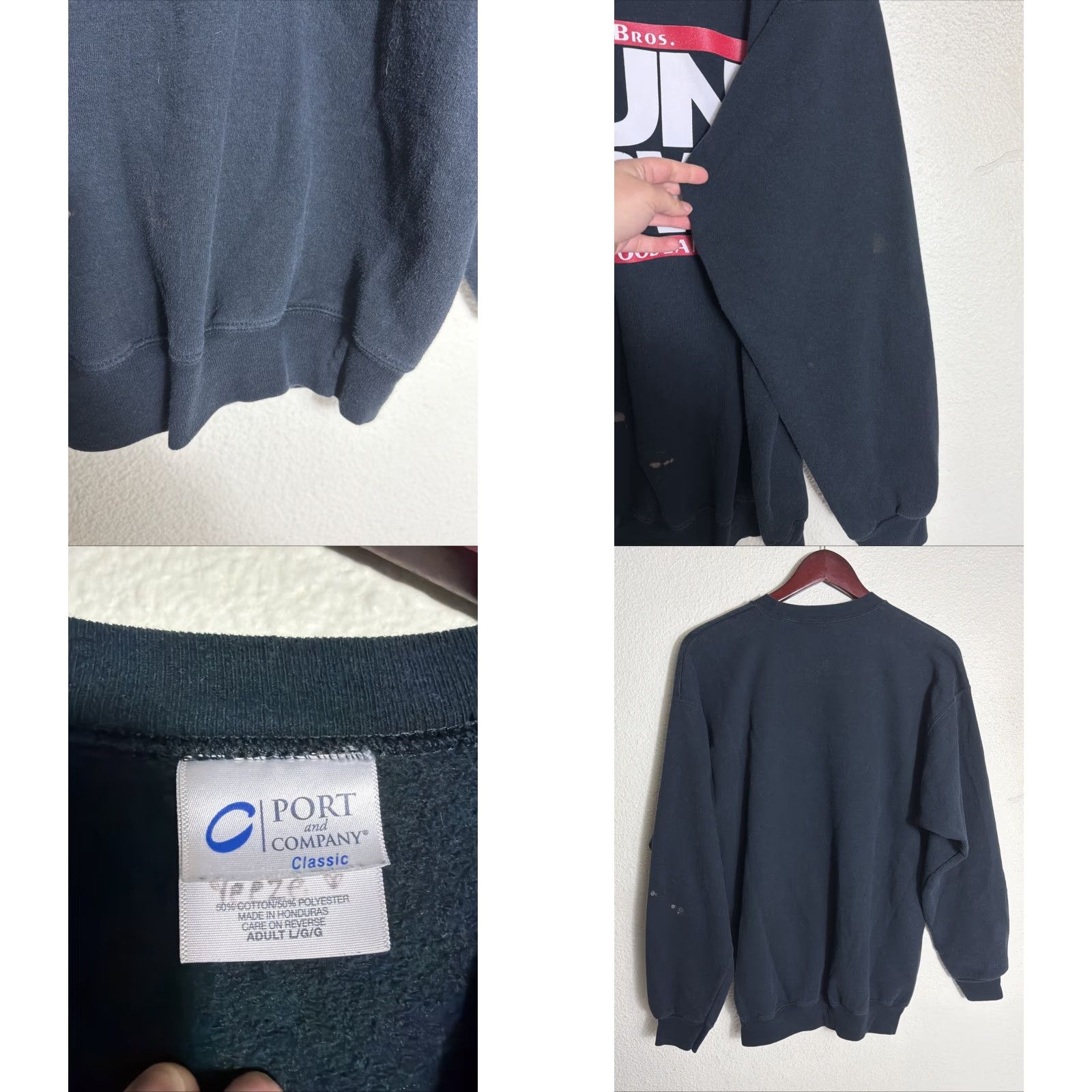 Vintage VINTAGE Port And Company Sweatshirt Black Pullover Men L Hollywoodland Dutch Bros run Dbw Stained Size US L / EU 52-54 / 3 - 8 Thumbnail