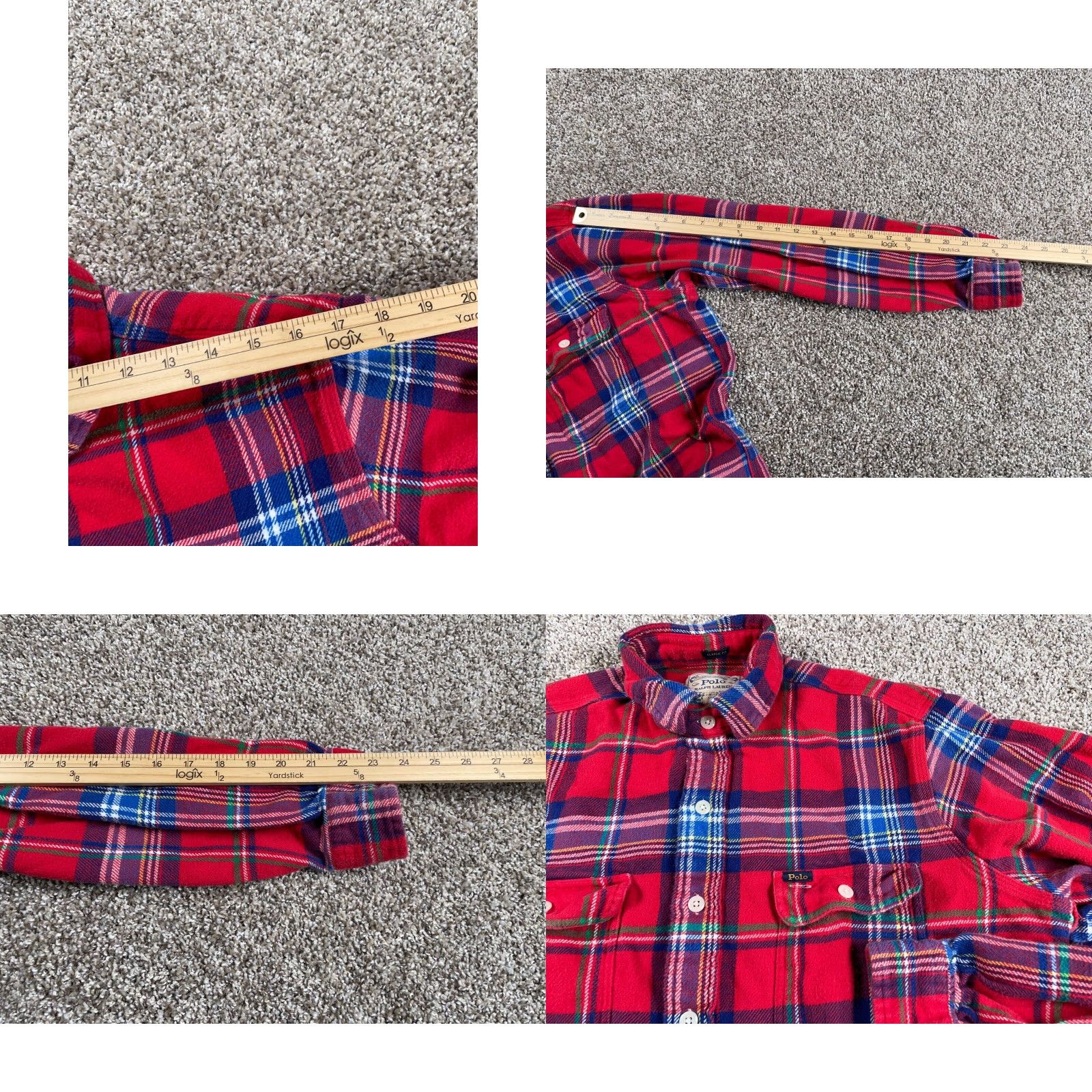 Polo Ralph Lauren VINTAGE Polo Ralph Lauren Flannel Shirt Men Large Red Blue Plaid 90s Grunge Heavyweight Size US L / EU 52-54 / 3 - 8 Thumbnail