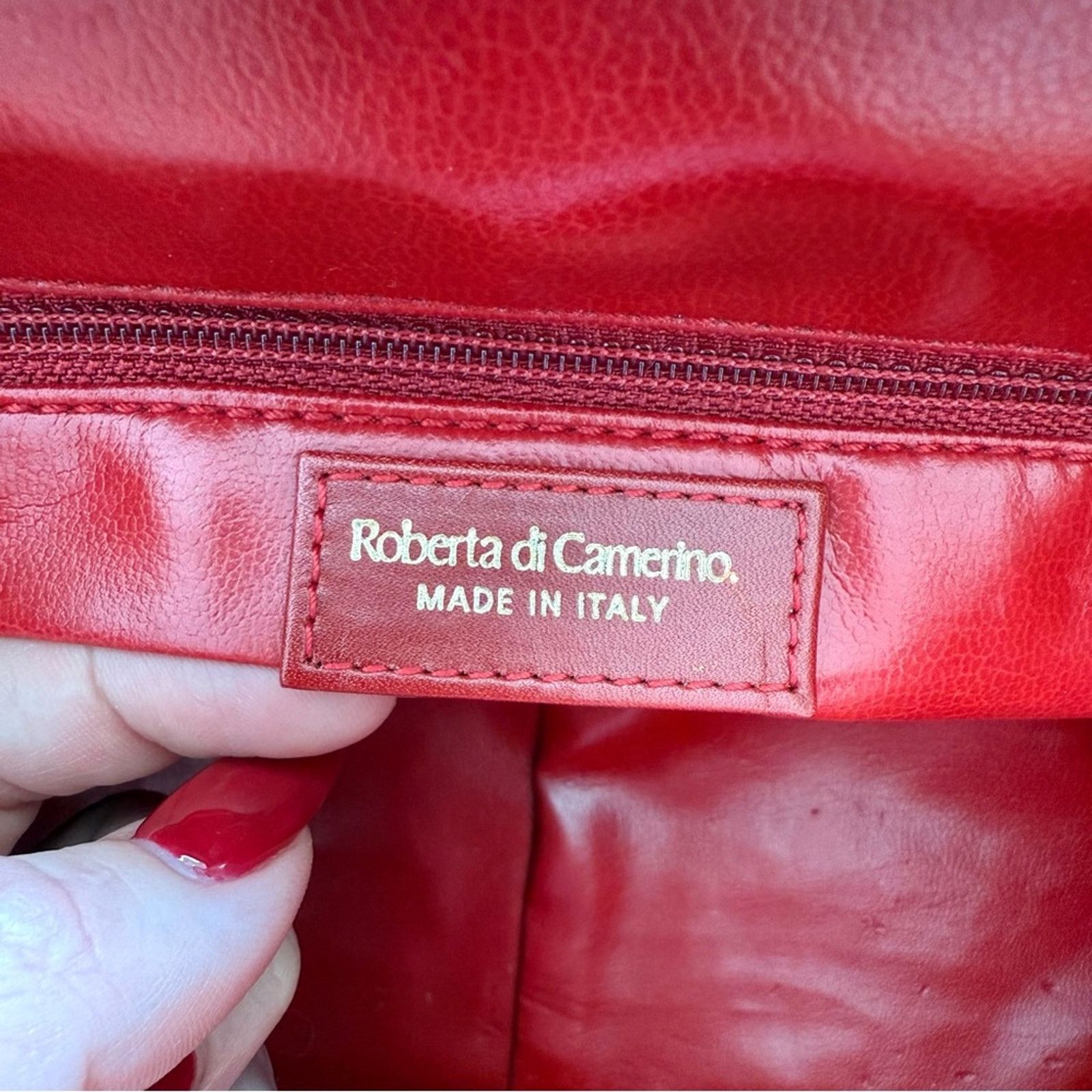 Roberta di Camerino Roberta di Camerino Leather Velvet Trimmed Handle Bag Size ONE SIZE - 10 Thumbnail