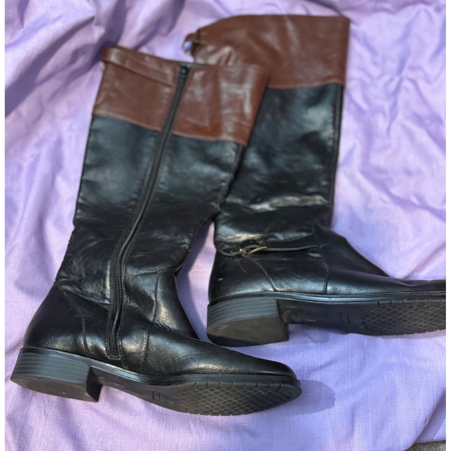 Other Two‑Tone Black & Brown Tall Riding Boots – Women’s Size 9.5 Size US 9.5 / IT 39.5 - 5 Thumbnail