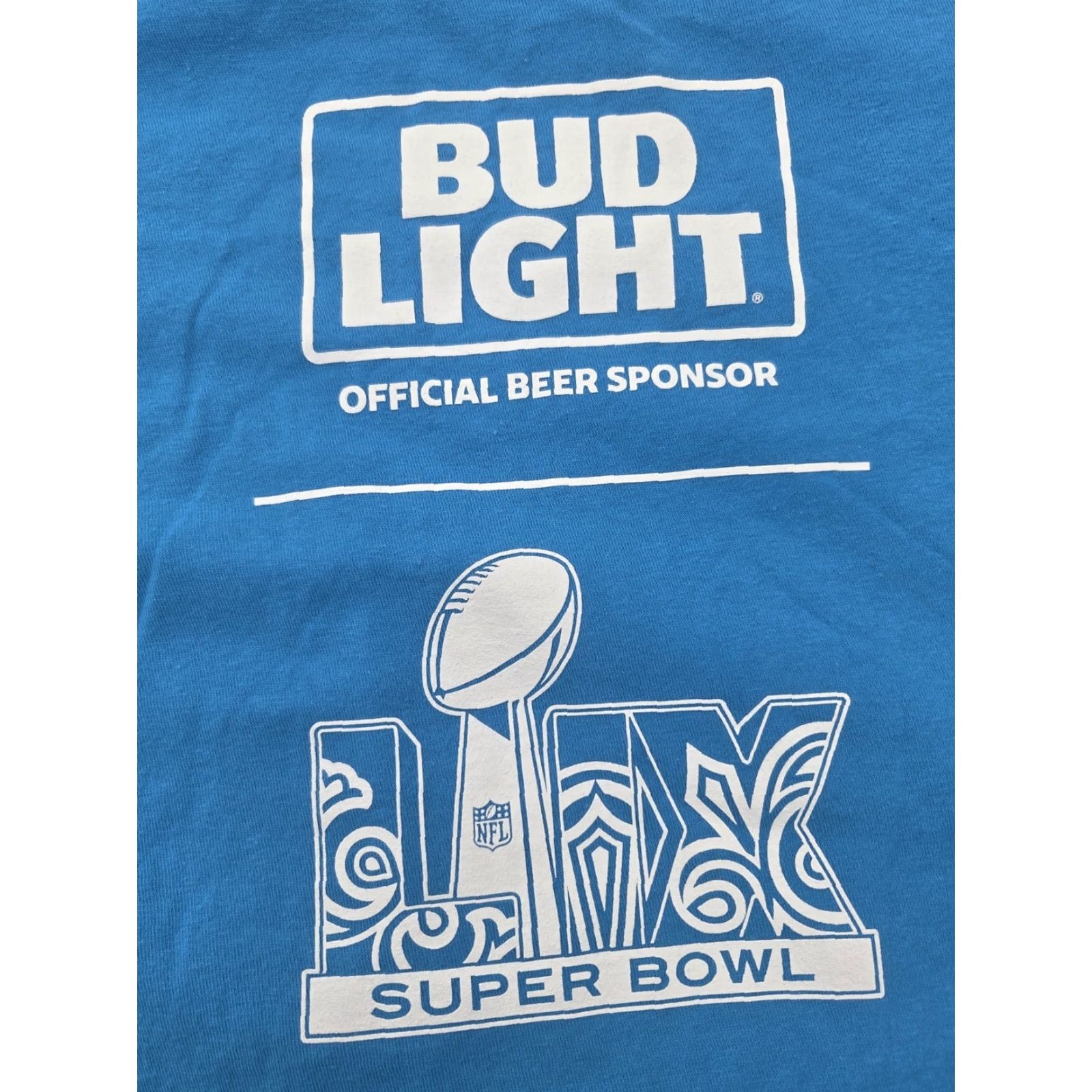 Tultex Super Bowl 2026 Bud Light Beer Sponsor T Shirt Mens XL Blue NFL Short Sleeve Tultex Crew Neck Solid Double-Sided Size US XL / EU 56 / 4 - 2 Thumbnail