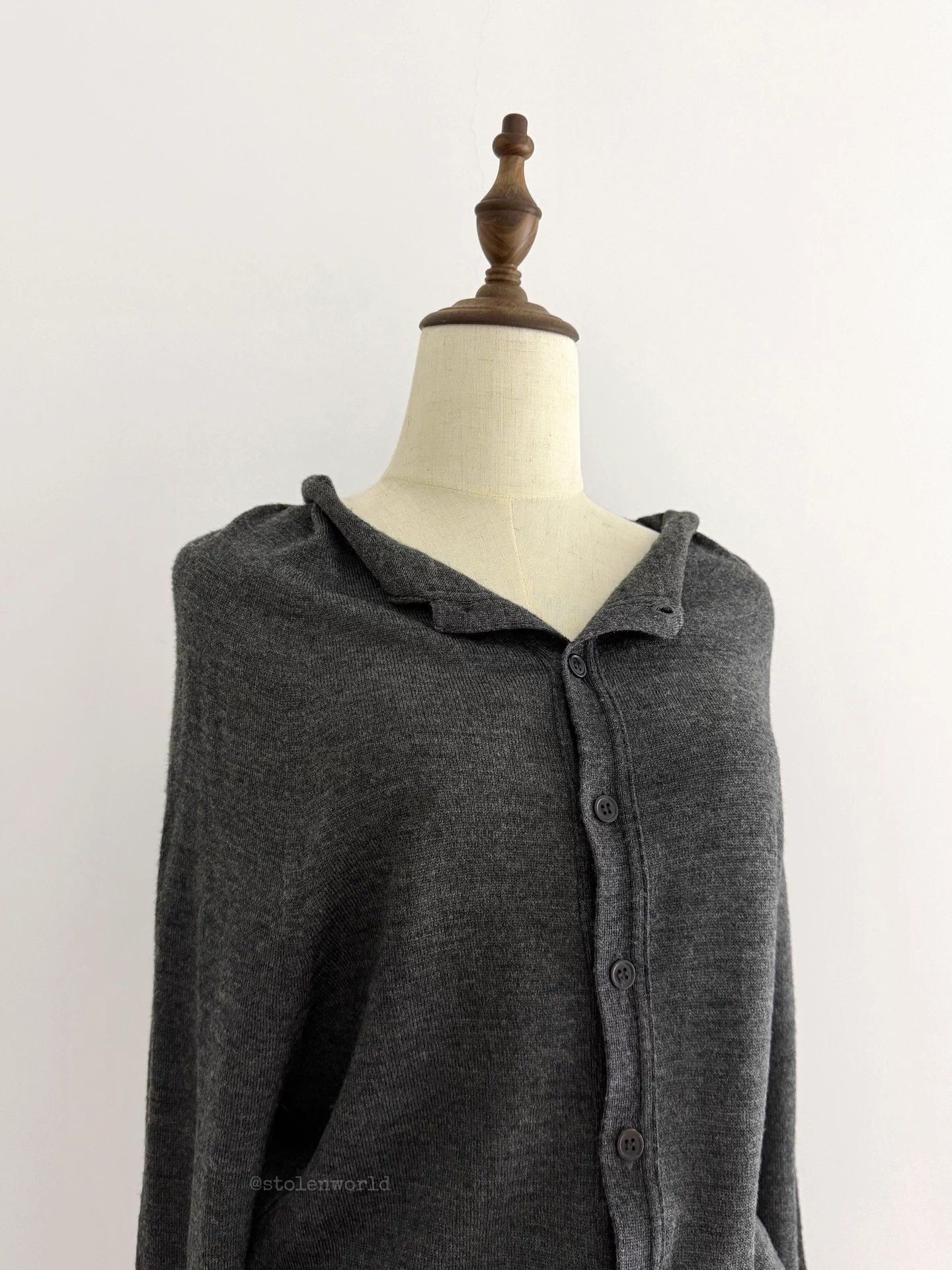Y's Y's Dark Gray Slouchy Wool Knit Top Size 2 Size M / US 6-8 / IT 42-44 - 3 Thumbnail
