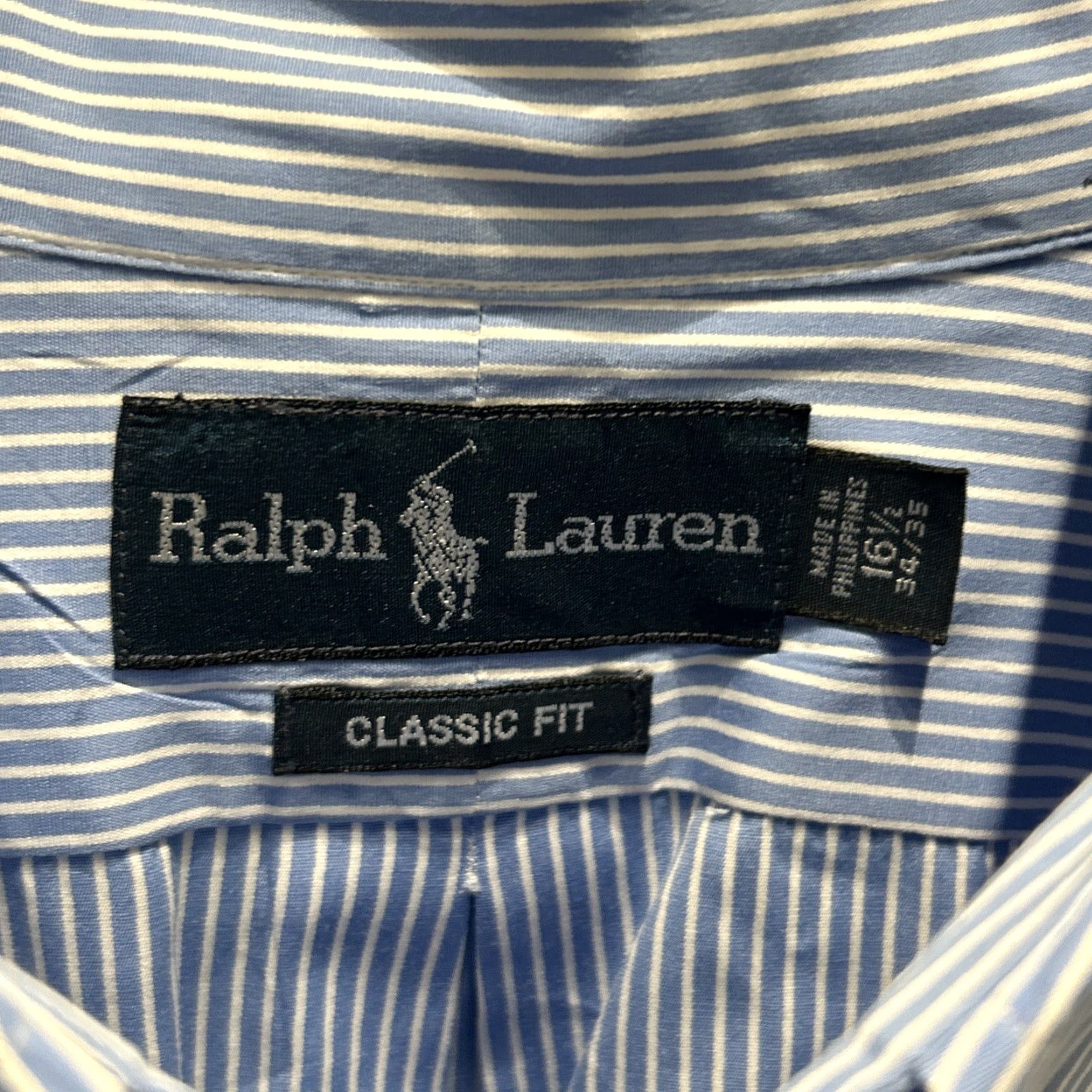 Ralph Lauren ralph lauren Men's Blue Stripe Shirt Polo 16.5 Oxford Classic Fit Size US XL / EU 56 / 4 - 2 Thumbnail