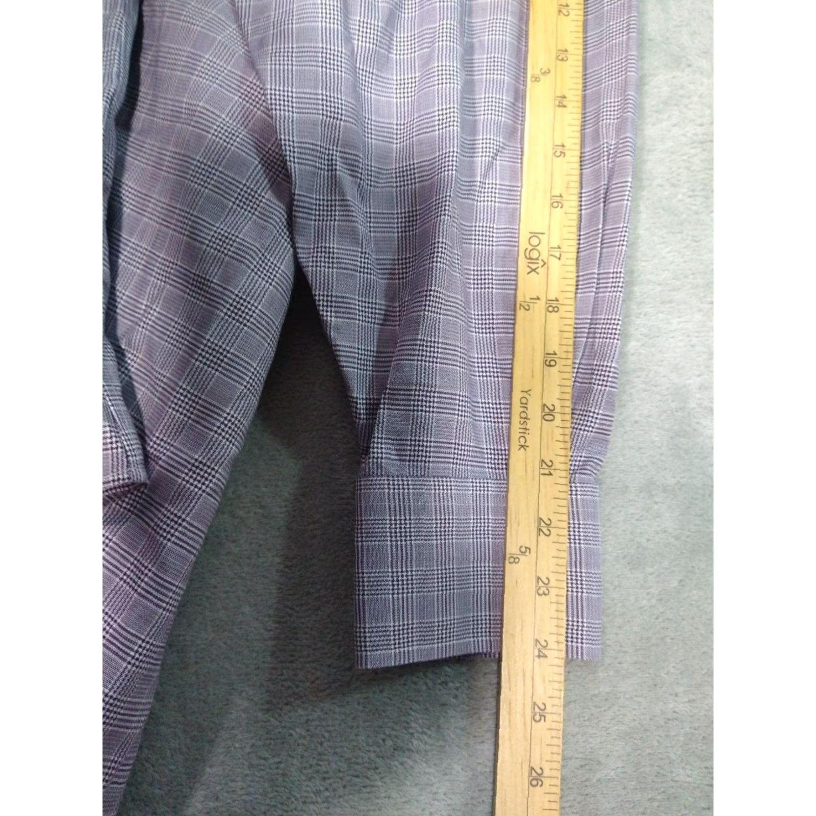 Brooks Brothers VINTAGE Brooks Brothers Dress Shirt Mens 17.5 34 Gray Plaid Supima Cotton Regent Stretch Shirt Adult 17.5 Gray Mens Size 46R - 6 Thumbnail