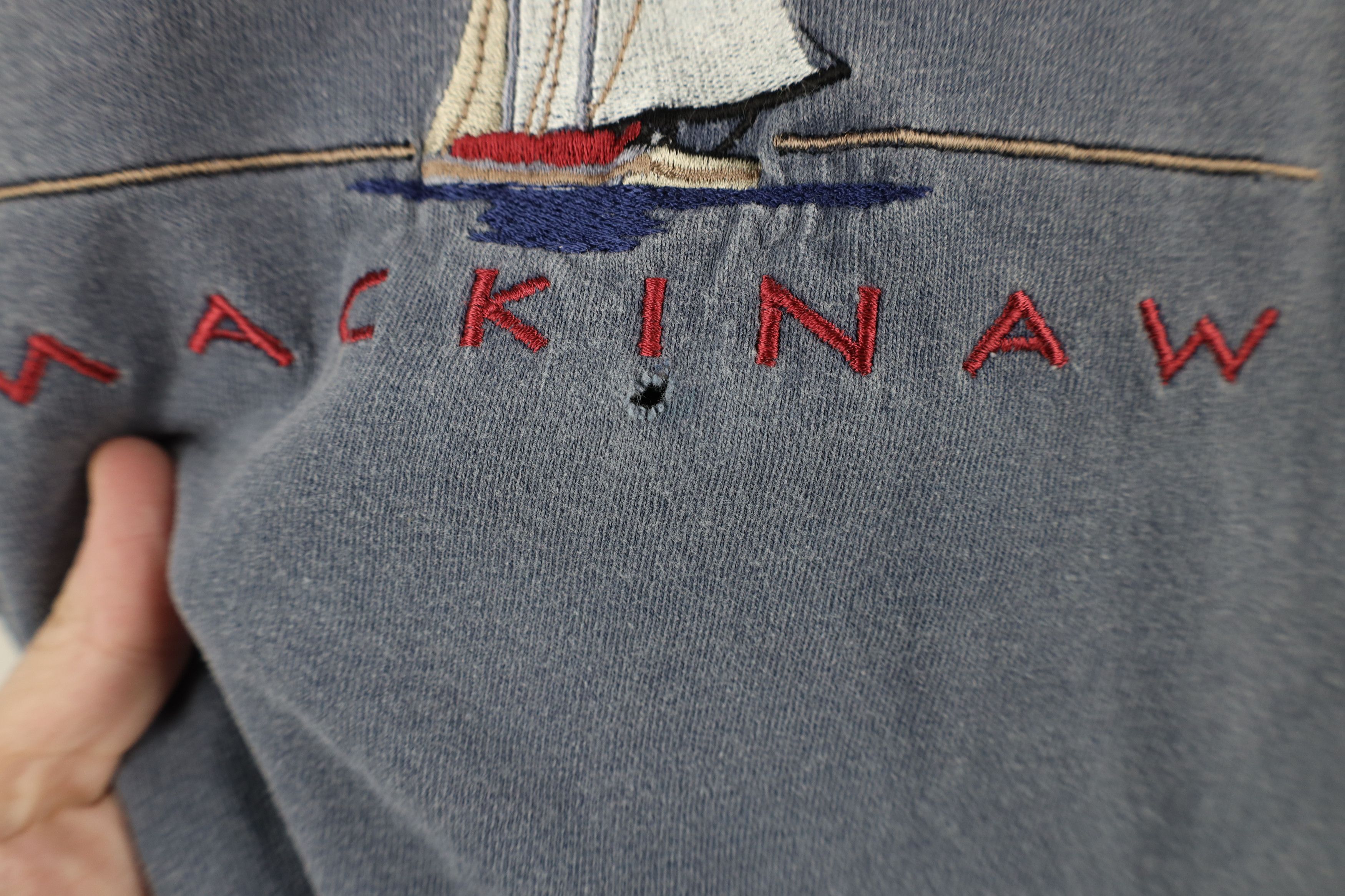 Vintage Vintage 90s Streetwear Spell Out Mackinaw Sailboat T-Shirt Size US XL / EU 56 / 4 - 5 Thumbnail