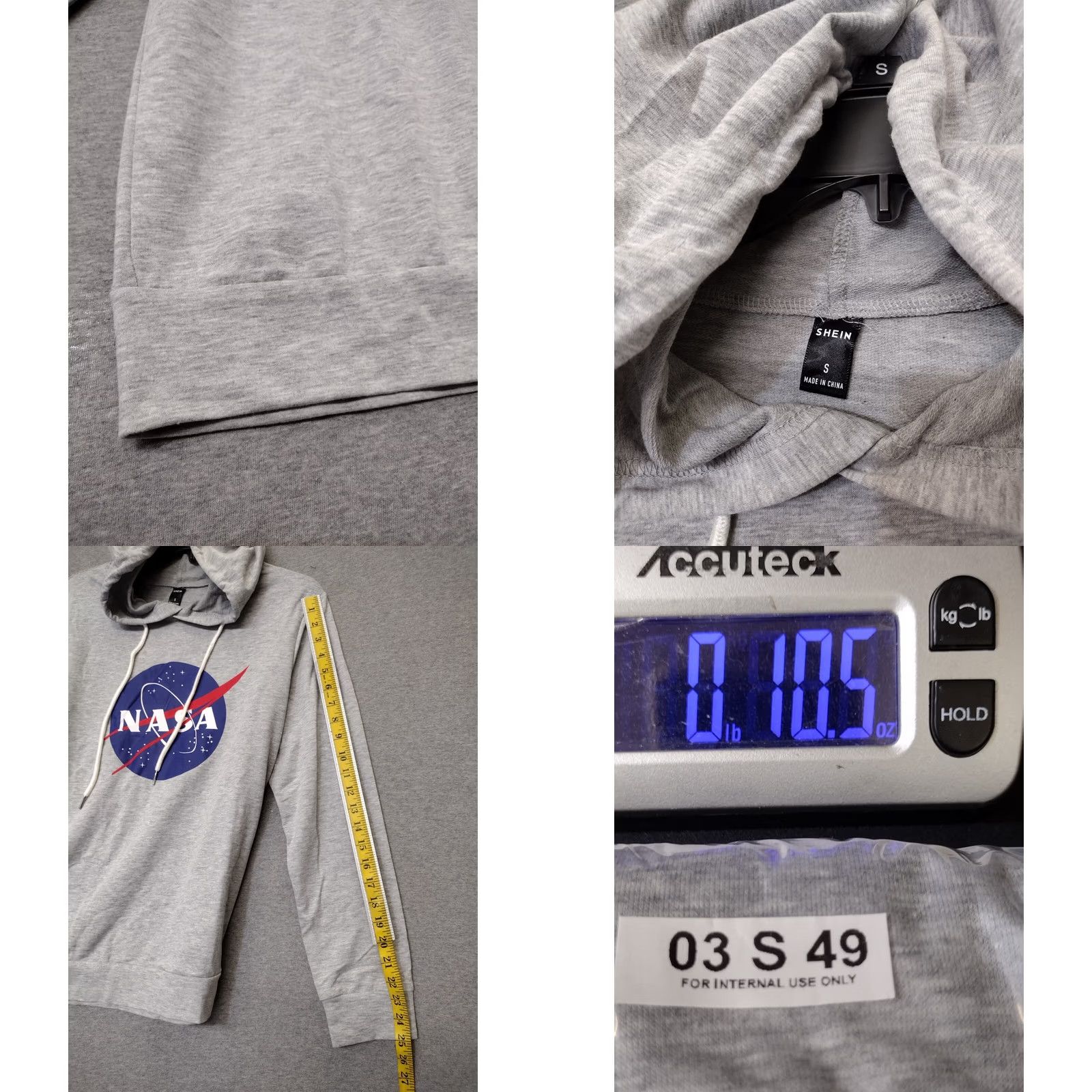 Shein SHEIN NASA hoodie Logo Space Grey Sweatshirts S Unisex Adults Regular XS- I cannot. Size US S / EU 44-46 / 1 - 8 Thumbnail