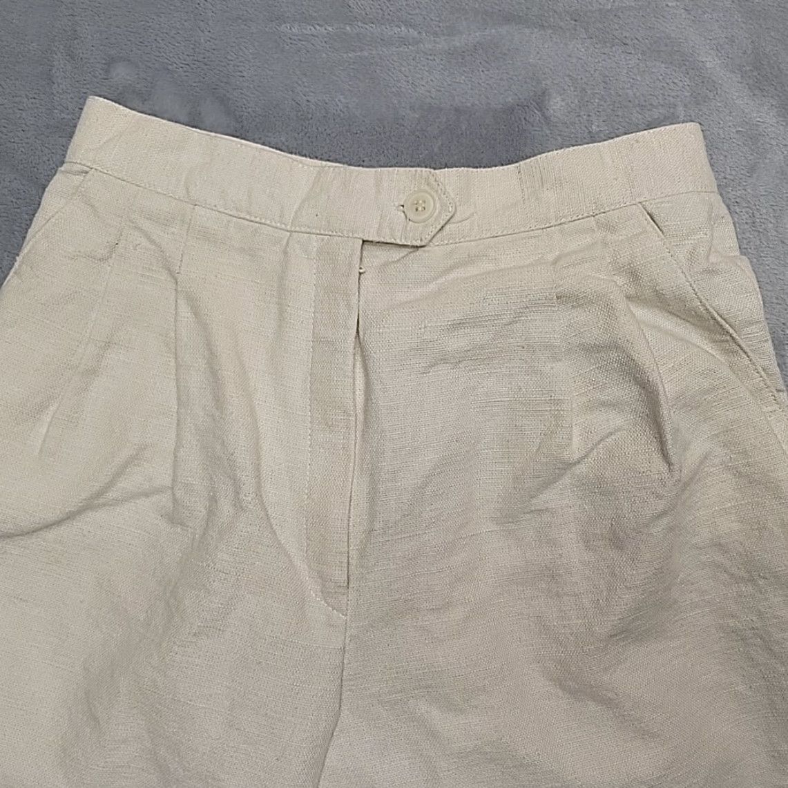 Vintage VINTAGE SB. II Shorts Women 7/8 Cream Linen Cotton Blend Pleated Minimalist Resort Shirt? Size 28" / US 6 / IT 42 - 2 Thumbnail