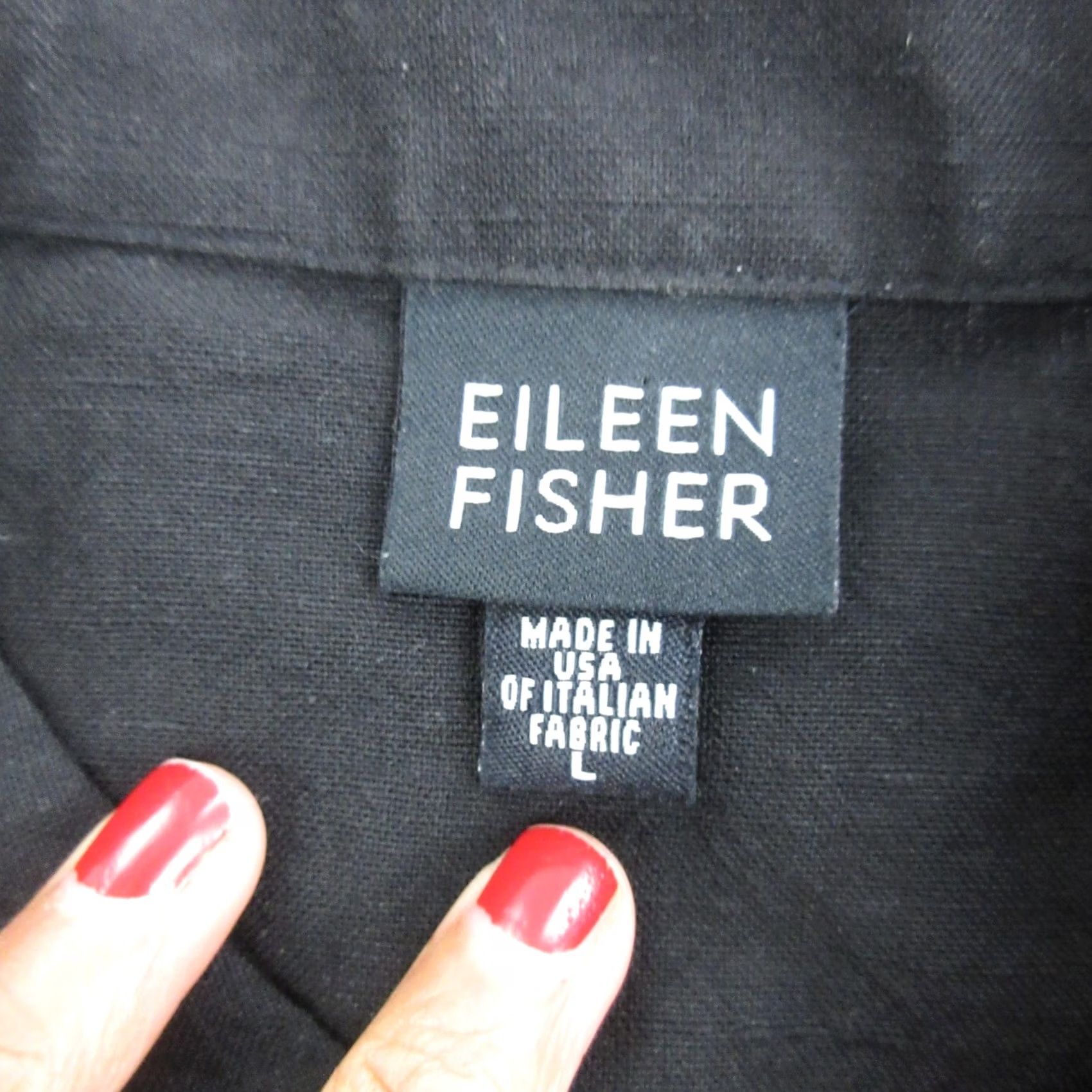 Eileen Fisher Eileen Fisher Coat Womens Large Black Linen Button Front Mandarin Collar Size L / US 10 / IT 46 - 5 Thumbnail