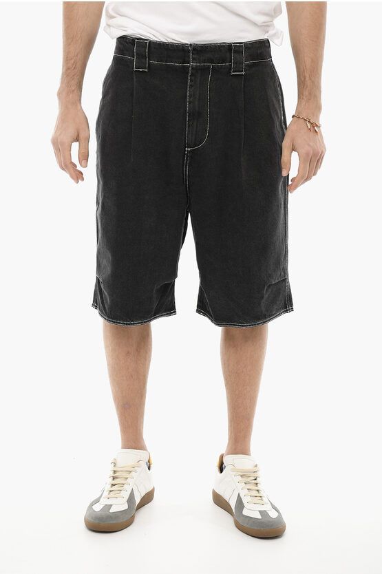 image of Sunnei Visible Stiching Twill Ric Shorts in Grey, Men's (Size 32)