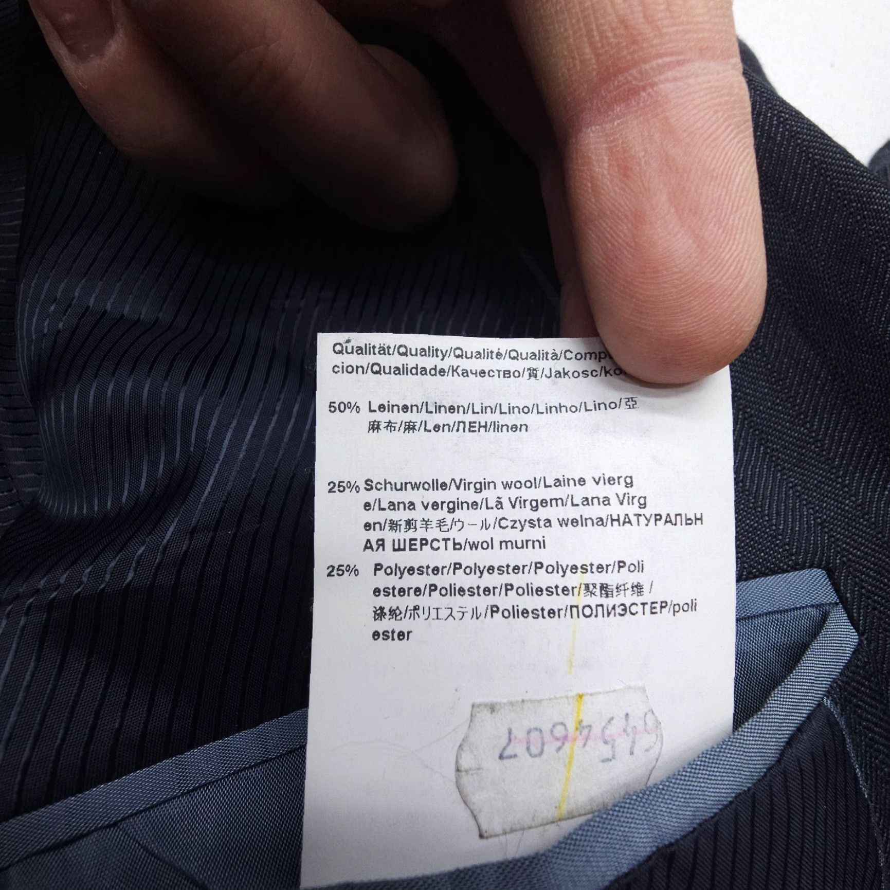 Hugo Boss Hugo Boss The Smith Blazer Mens 36 Gray Blue Accents Elbow Patches Linen Wool Size 36R - 4 Thumbnail