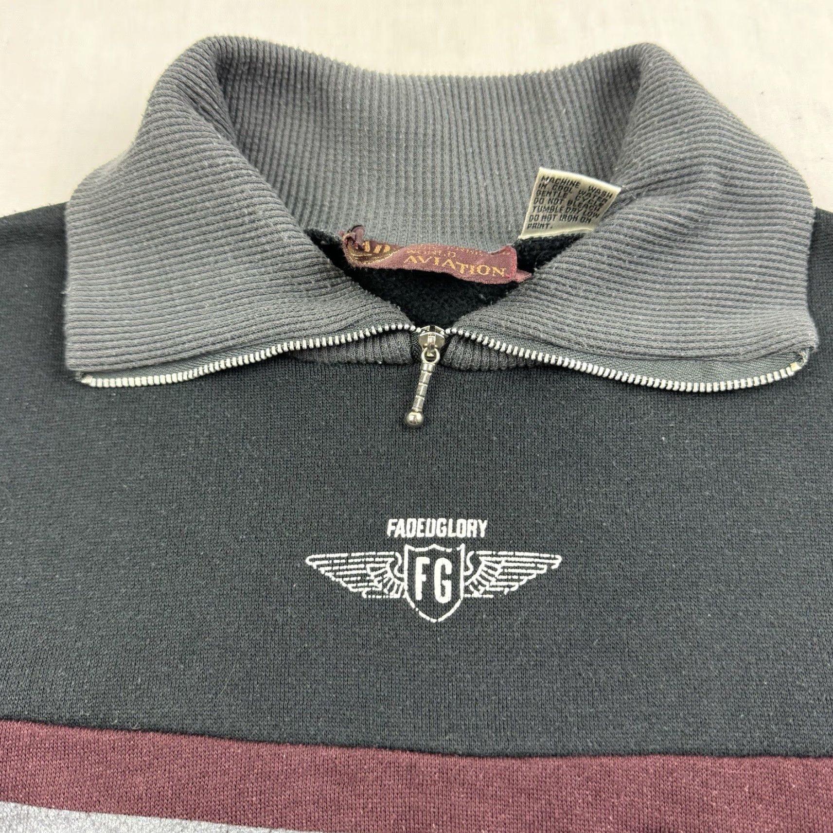 Faded Glory VINTAGE Faded Glory Sweatshirt Adult Medium Black Collar Quarter Zip 80s Aviation Mens Size US M / EU 48-50 / 2 - 6 Thumbnail