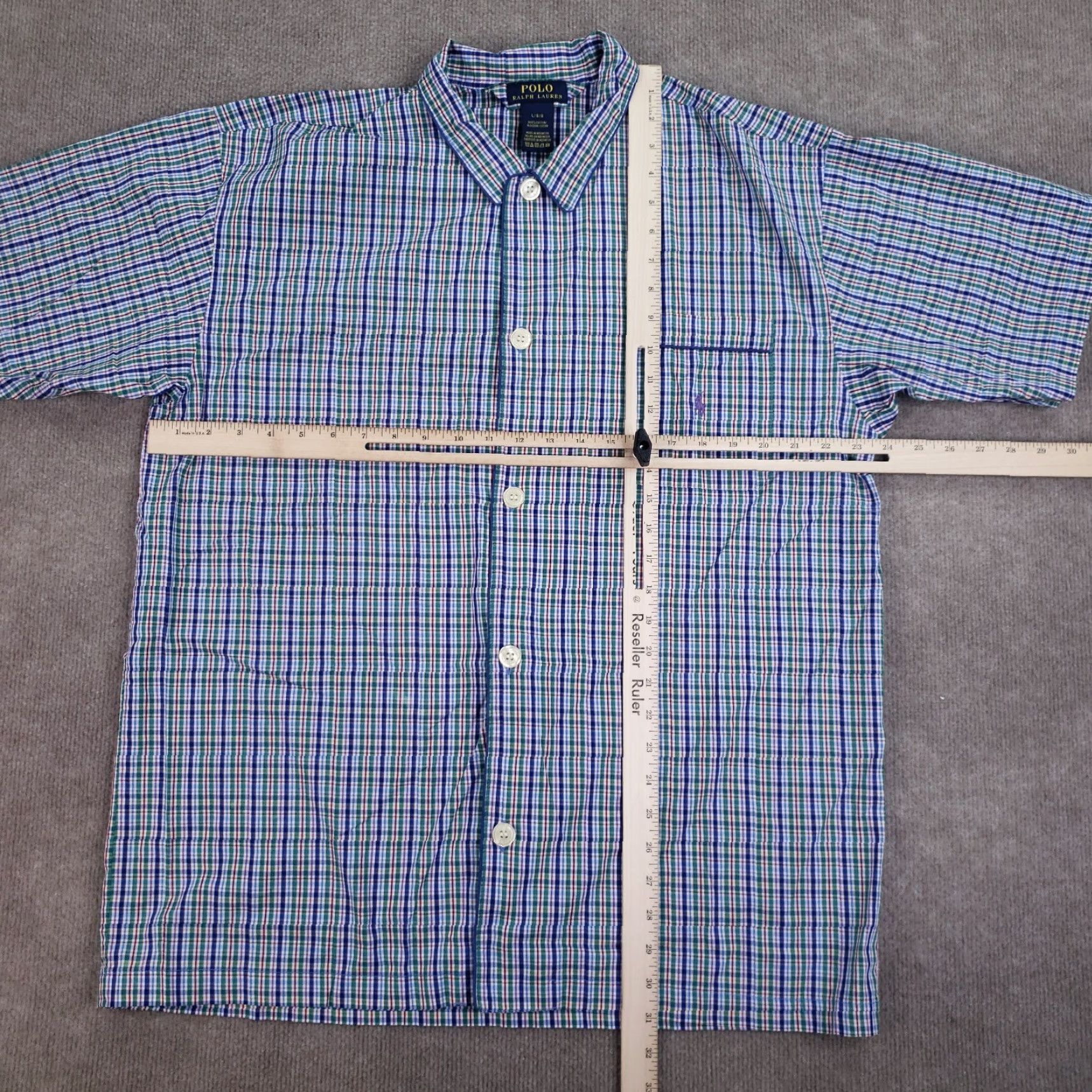 Polo Ralph Lauren Polo Ralph Lauren Short Sleeve Plaid Shirt Mens Large Blue Lightweight Size US L / EU 52-54 / 3 - 2 Thumbnail