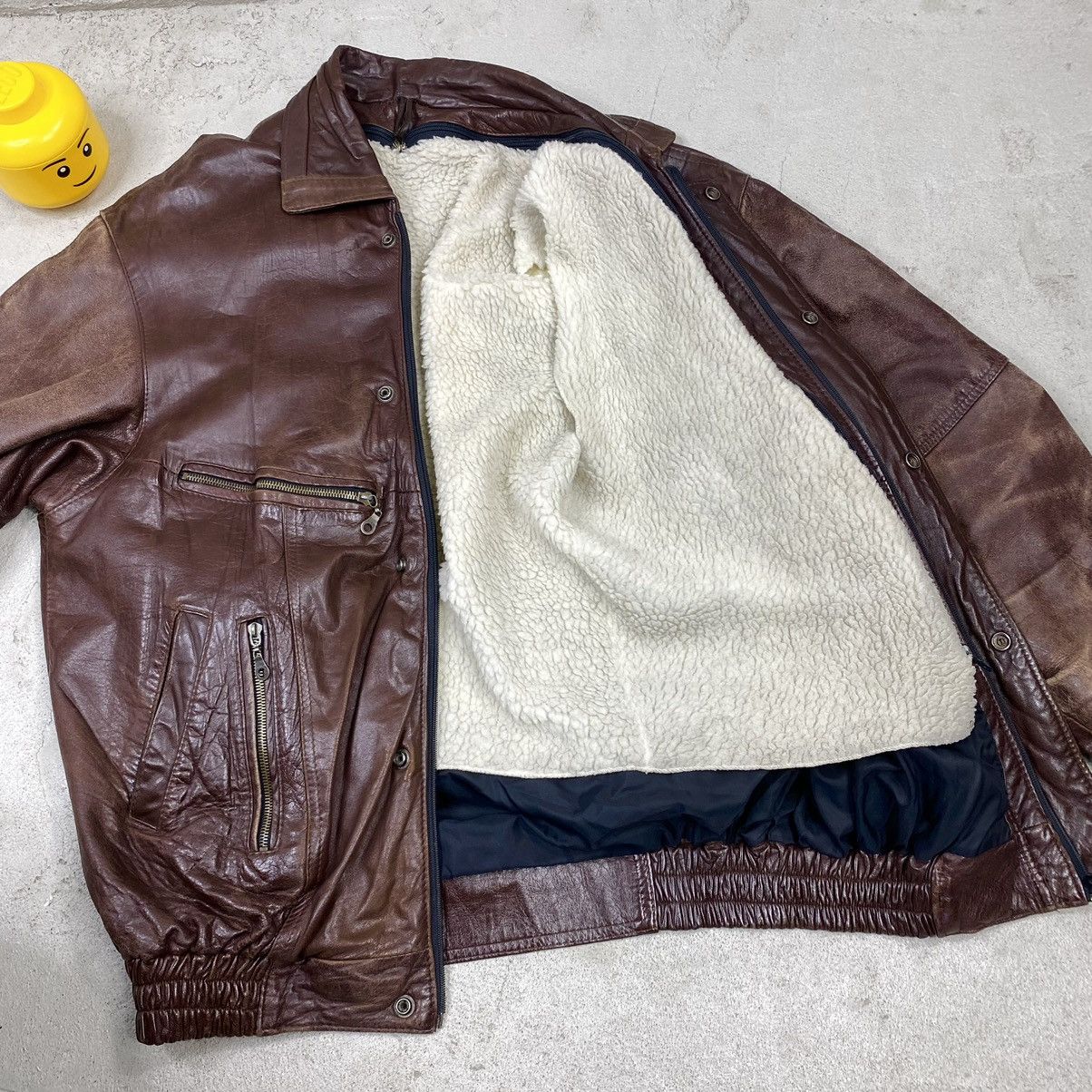 Vintage Leather jacket with lining vintage bomber boxy oversize Size US XL / EU 56 / 4 - 6 Thumbnail