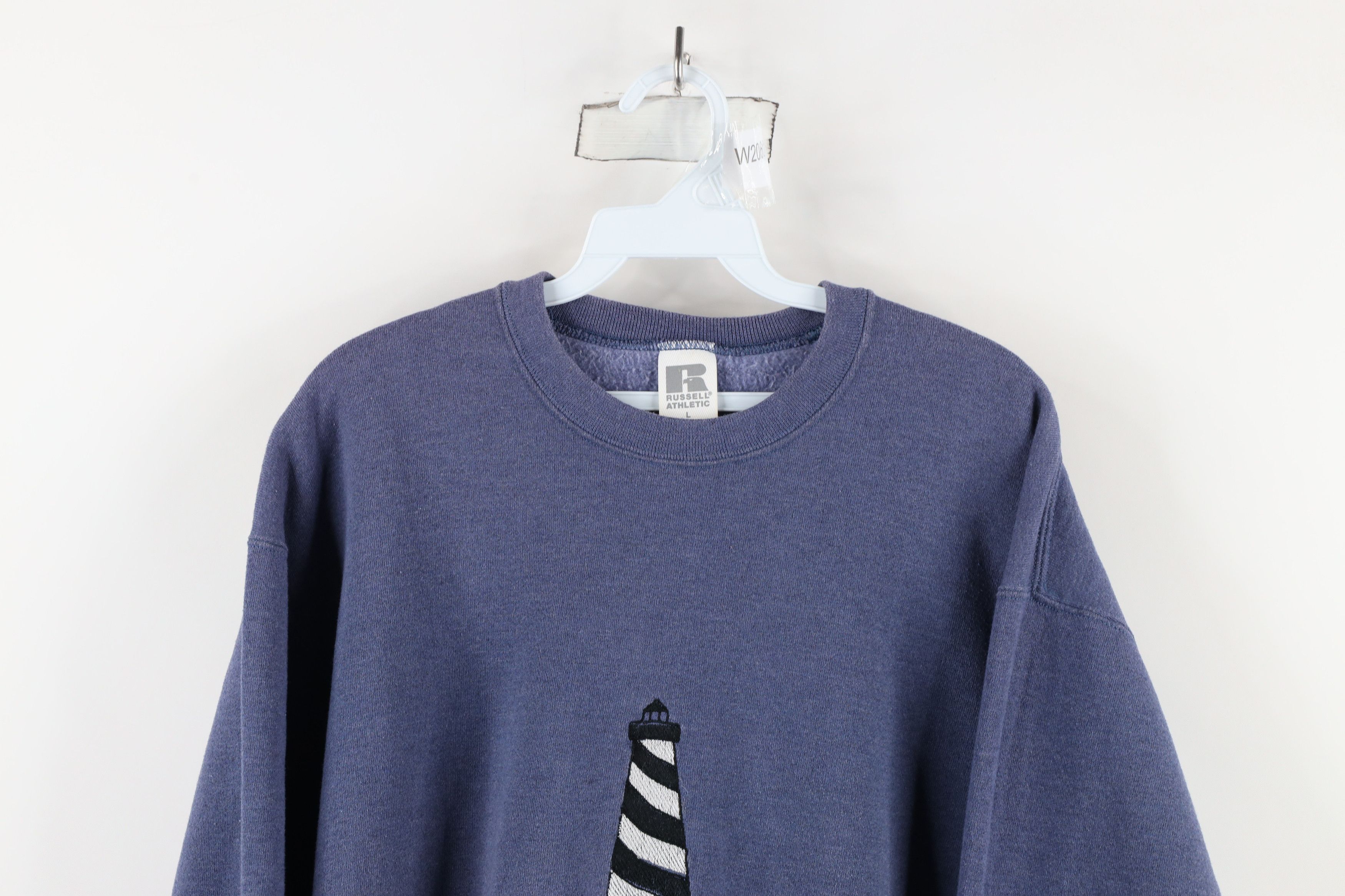 Russell Athletic × Vintage Vintage 90s Russell Athletic Lighthouse Sweatshirt Blue USA Size L / US 10 / IT 46 - 2 Thumbnail