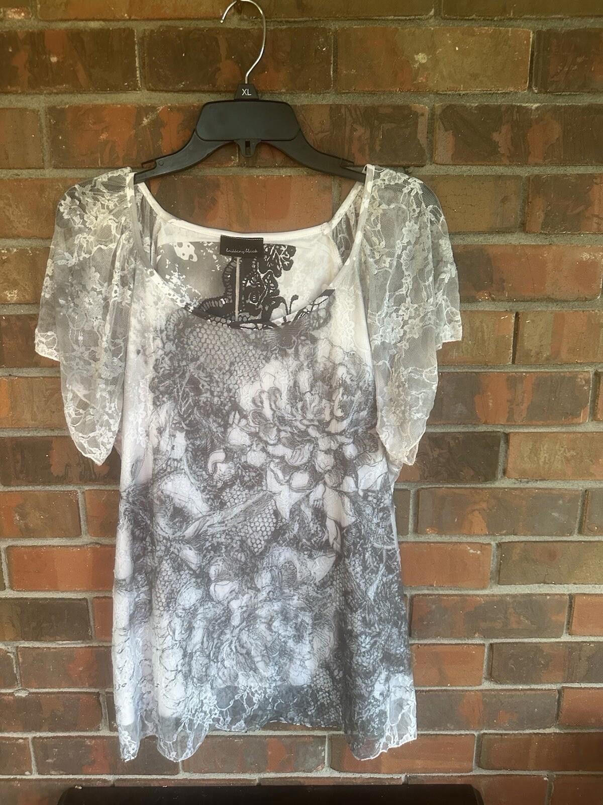 Designer womens xl tops Tunic Lace Floral Britany Black Size XL / US 12-14 / IT 48-50 - 1 Thumbnail