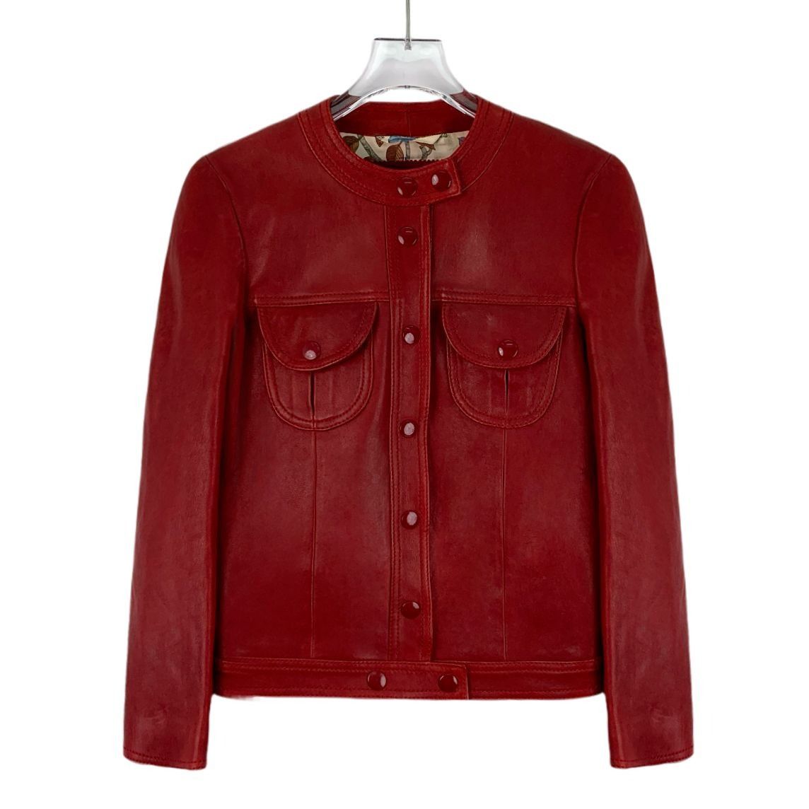 Gucci Gucci Red Lamb Leather Single-Breasted Long-Sleeve Jacket Si Size XS / US 0-2 / IT 36-38 - 1 Thumbnail