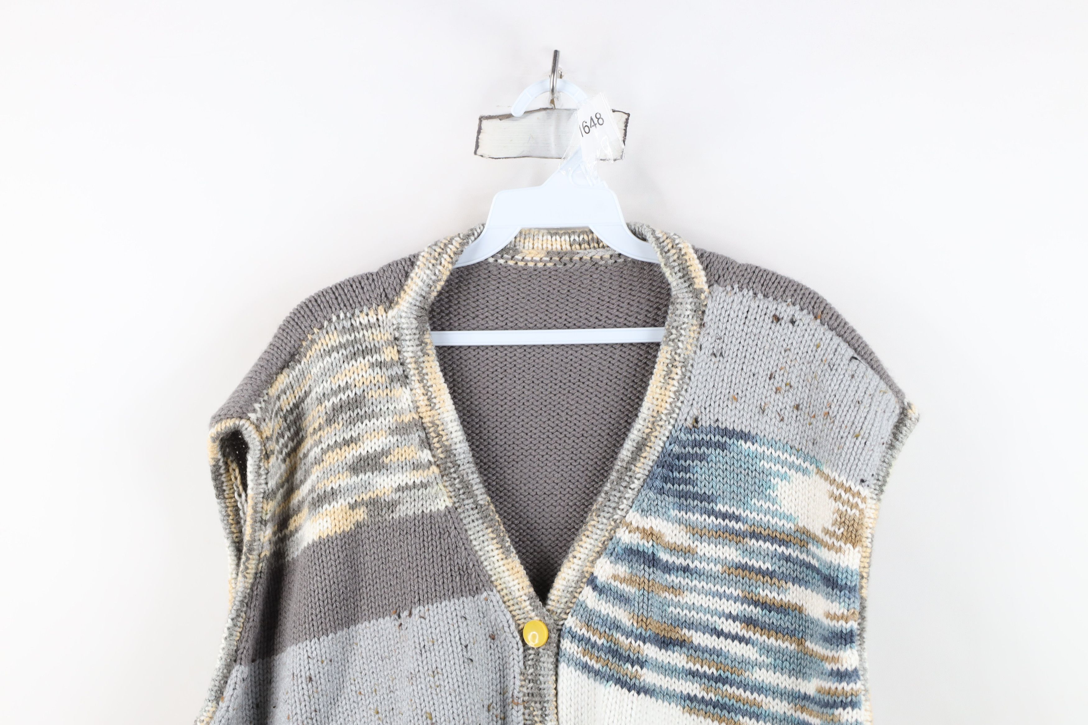 Vintage Vintage 70s Streetwear Crochet Knit Cardigan Sweater Vest Size 3XL / US 20-22 - 2 Thumbnail