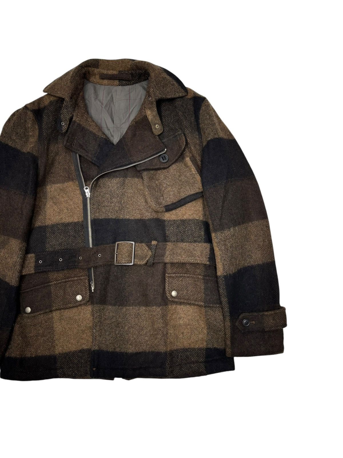 PPFM PPFM AW02 Wool Plaid Belted Moto Jacket Size US L / EU 52-54 / 3 - 9 Thumbnail